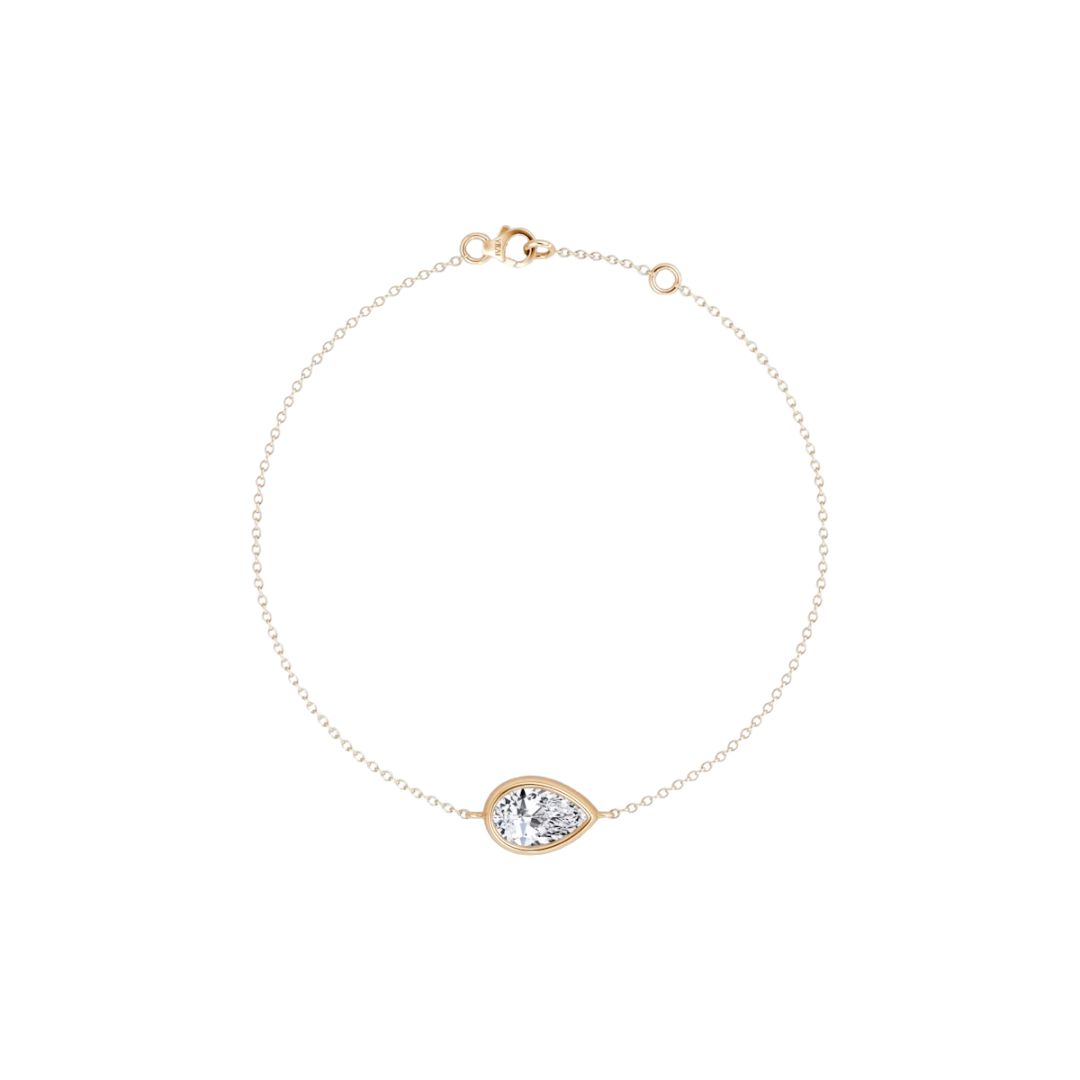 Solitaire Pear Bezel Bracelet 14K Rose Gold 0.50CT