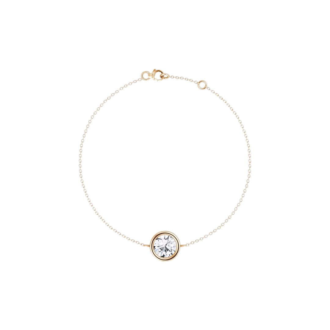 Solitaire Round Bezel Bracelet 14K Rose Gold 0.50CT