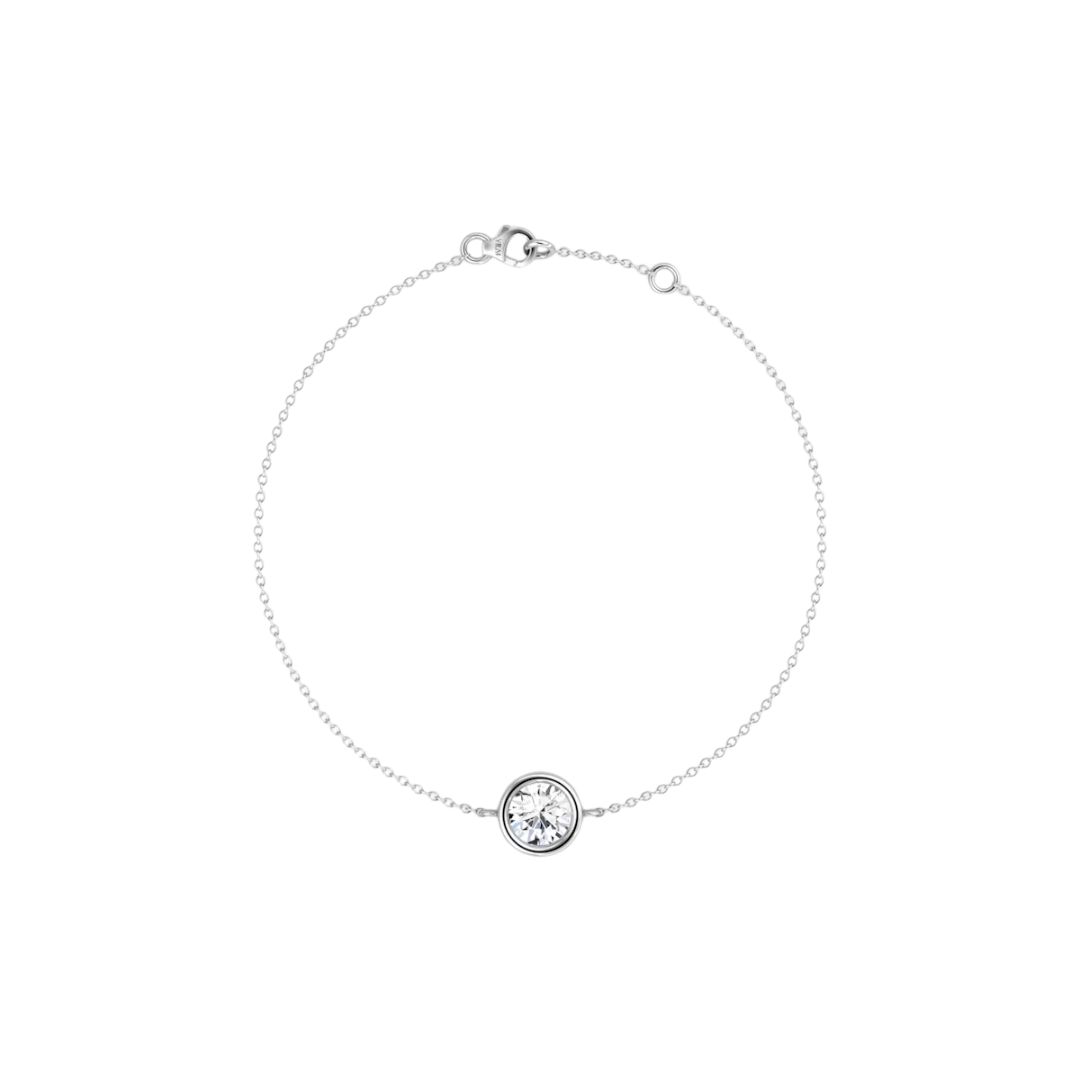 Solitaire Round Bezel Bracelet 14K White Gold 0.25CT
