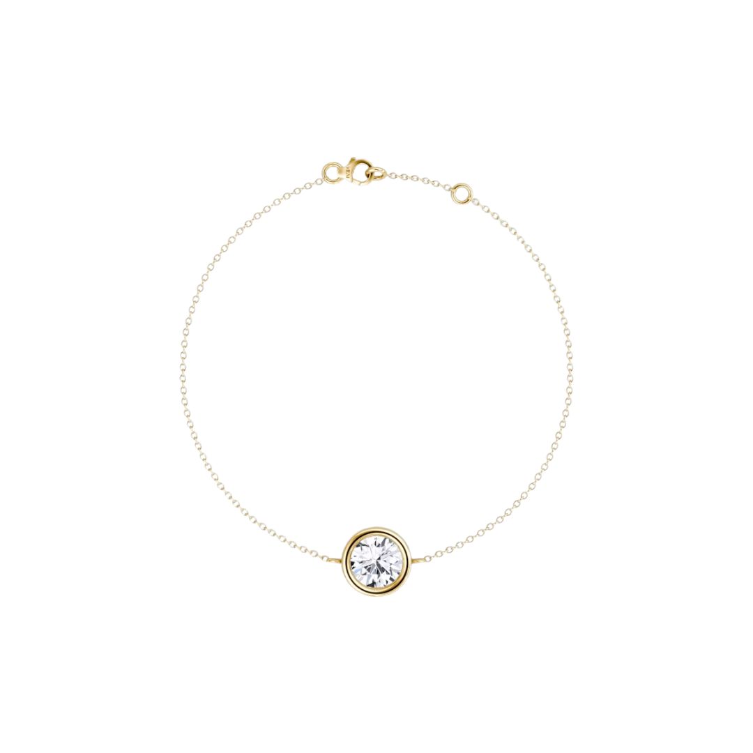 Solitaire Round Bezel Bracelet 14K Yellow Gold 0.50CT