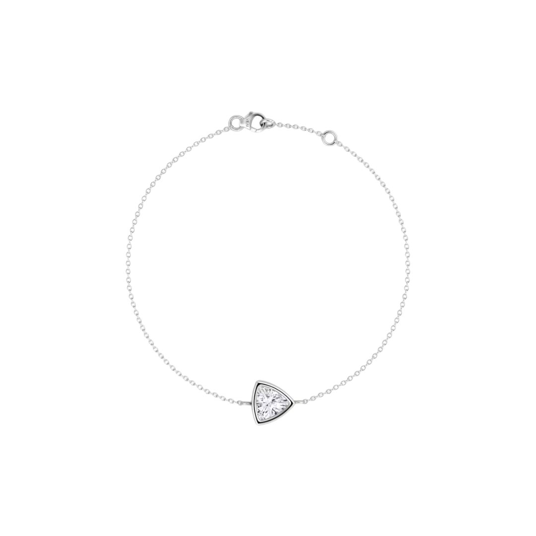 Solitaire Trillion Bezel Bracelet 14K White Gold 0.25CT
