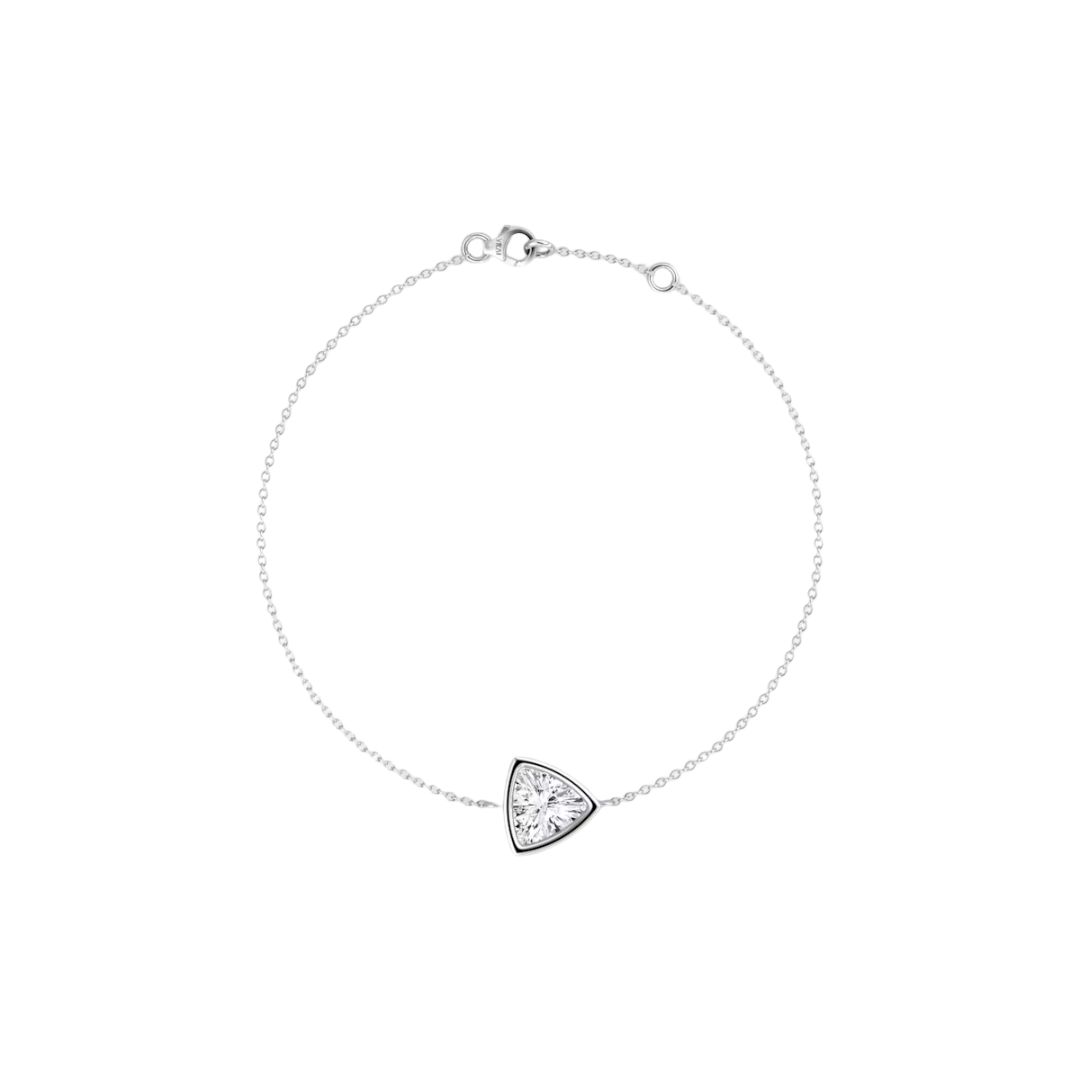 Solitaire Trillion Bezel Bracelet 14K White Gold 0.50CT