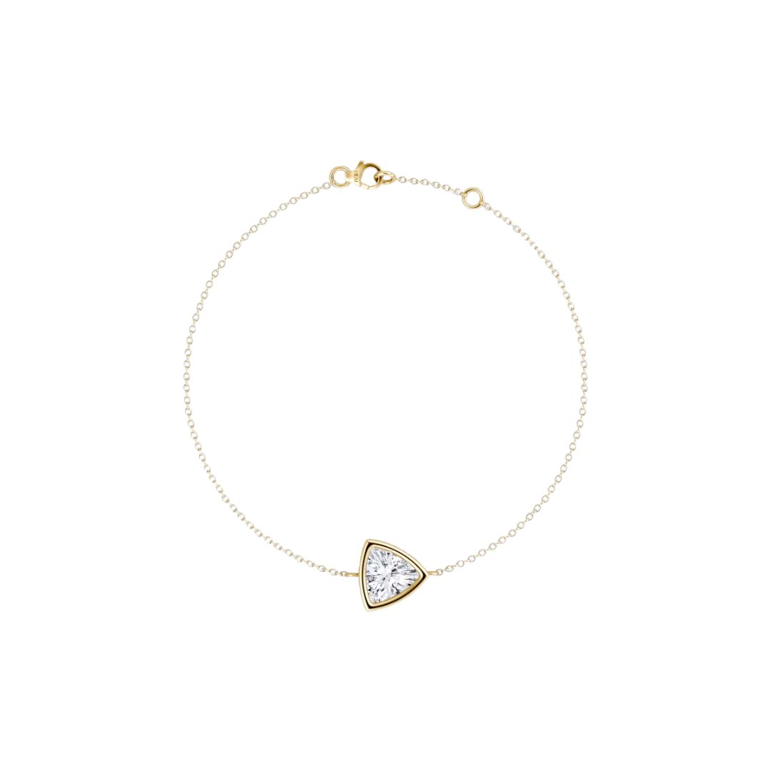 Solitaire Trillion Bezel Bracelet 14K Yellow Gold 0.50CT