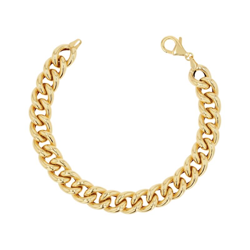 14K Yellow Gold Chunky Cuban Link Chain Bracelet