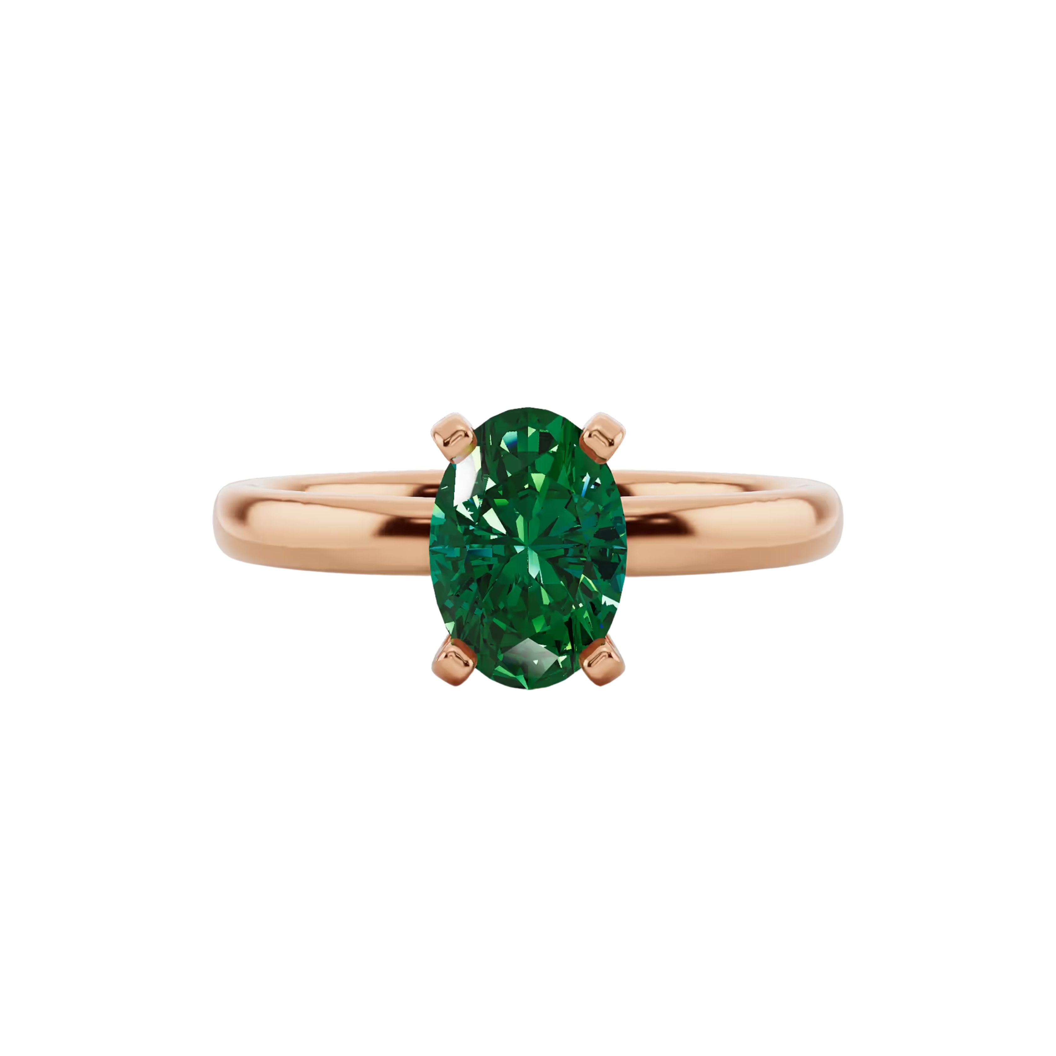 1ct Emerald Oval Cut Engagement Ring 14K Rose Gold