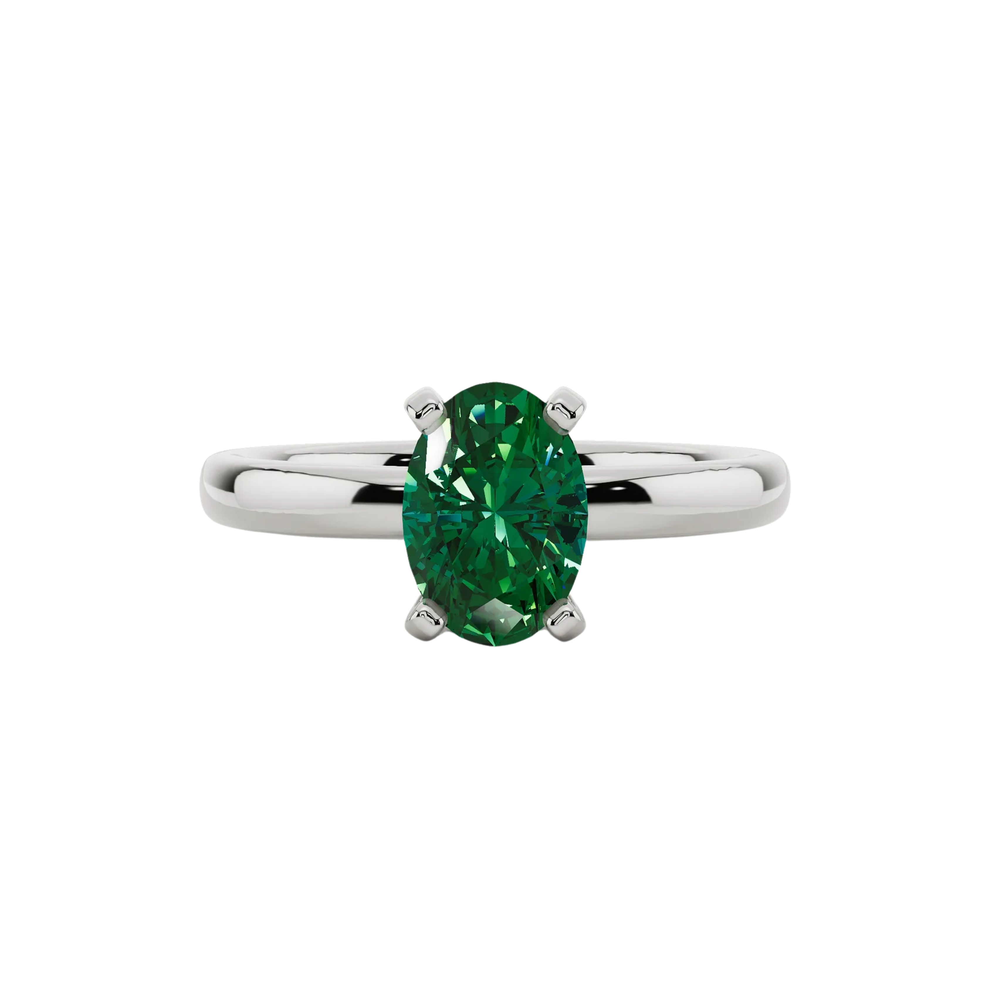 1ct Emerald Oval Cut Engagement Ring 14K White Gold