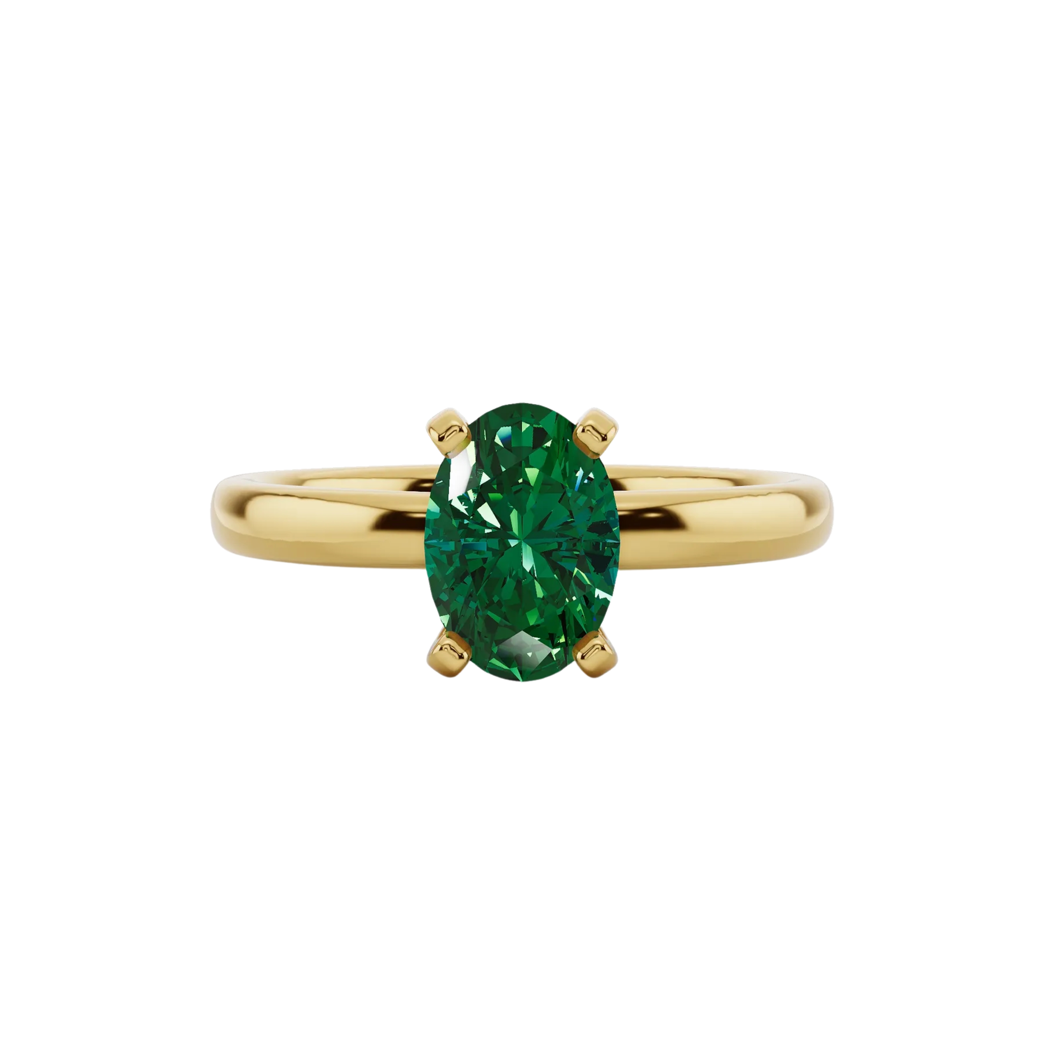 1ct Emerald Oval Cut Engagement Ring 14K Yellow Gold