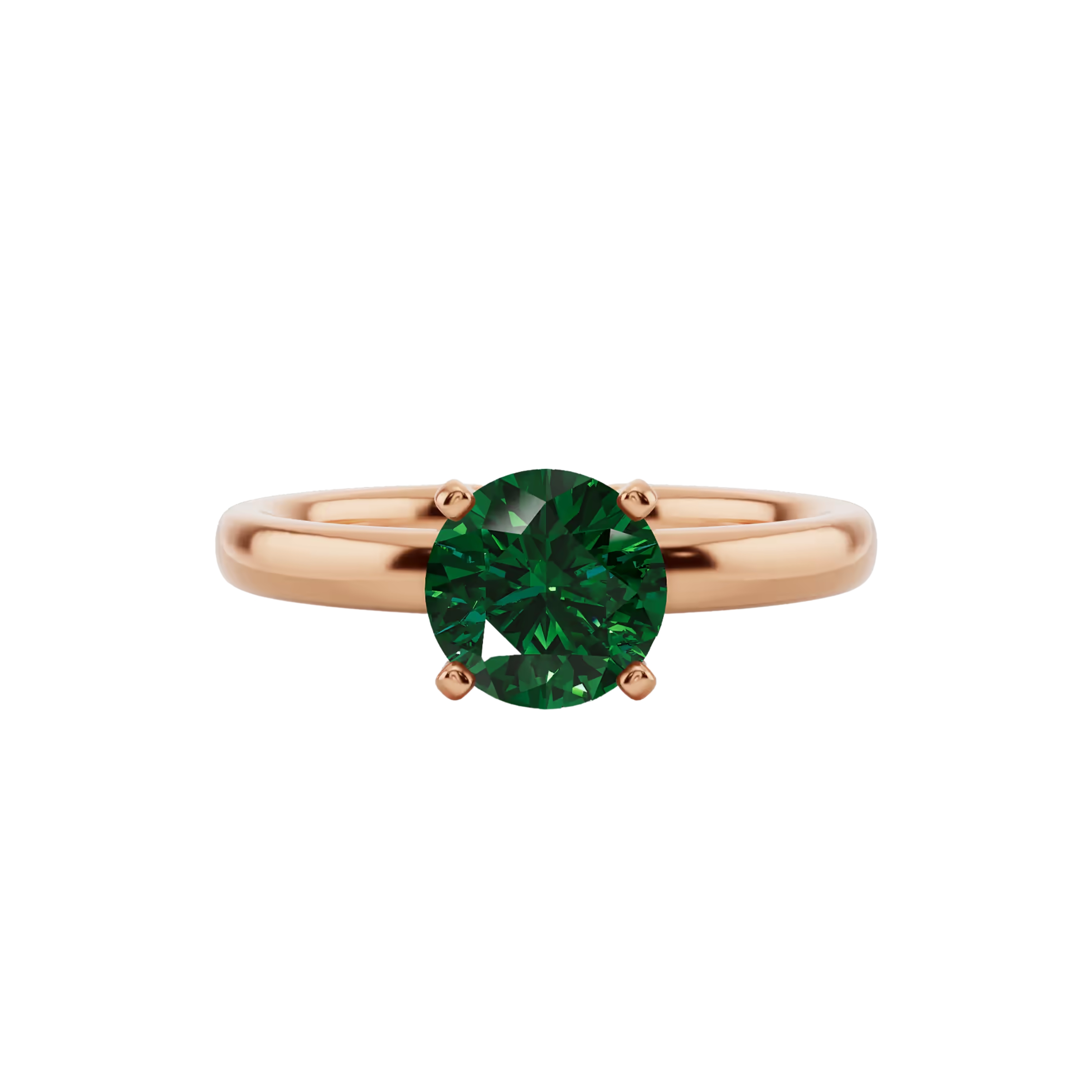1ct Emerald Round Cut Engagement Ring 14K Rose Gold