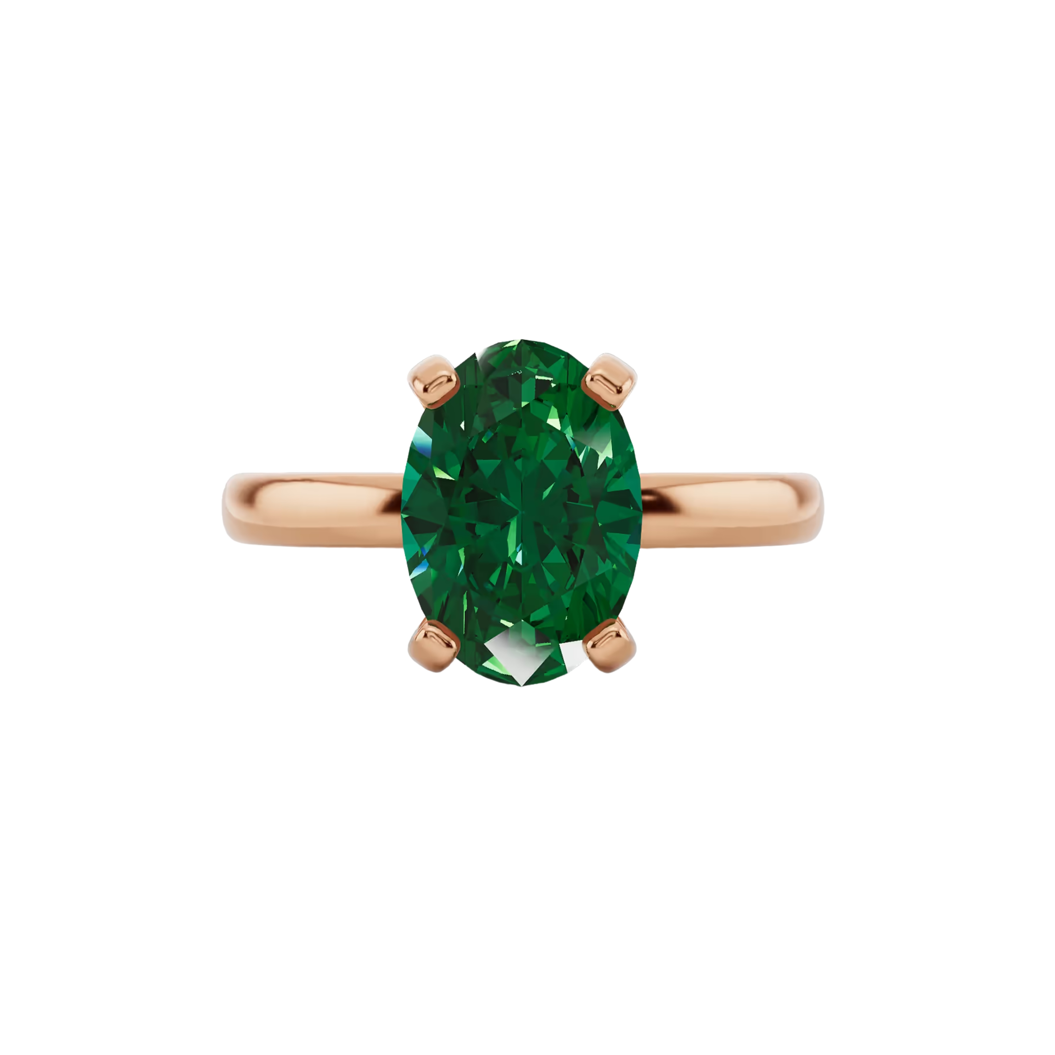 2ct Emerald Oval Cut Engagement Ring 14K Rose Gold