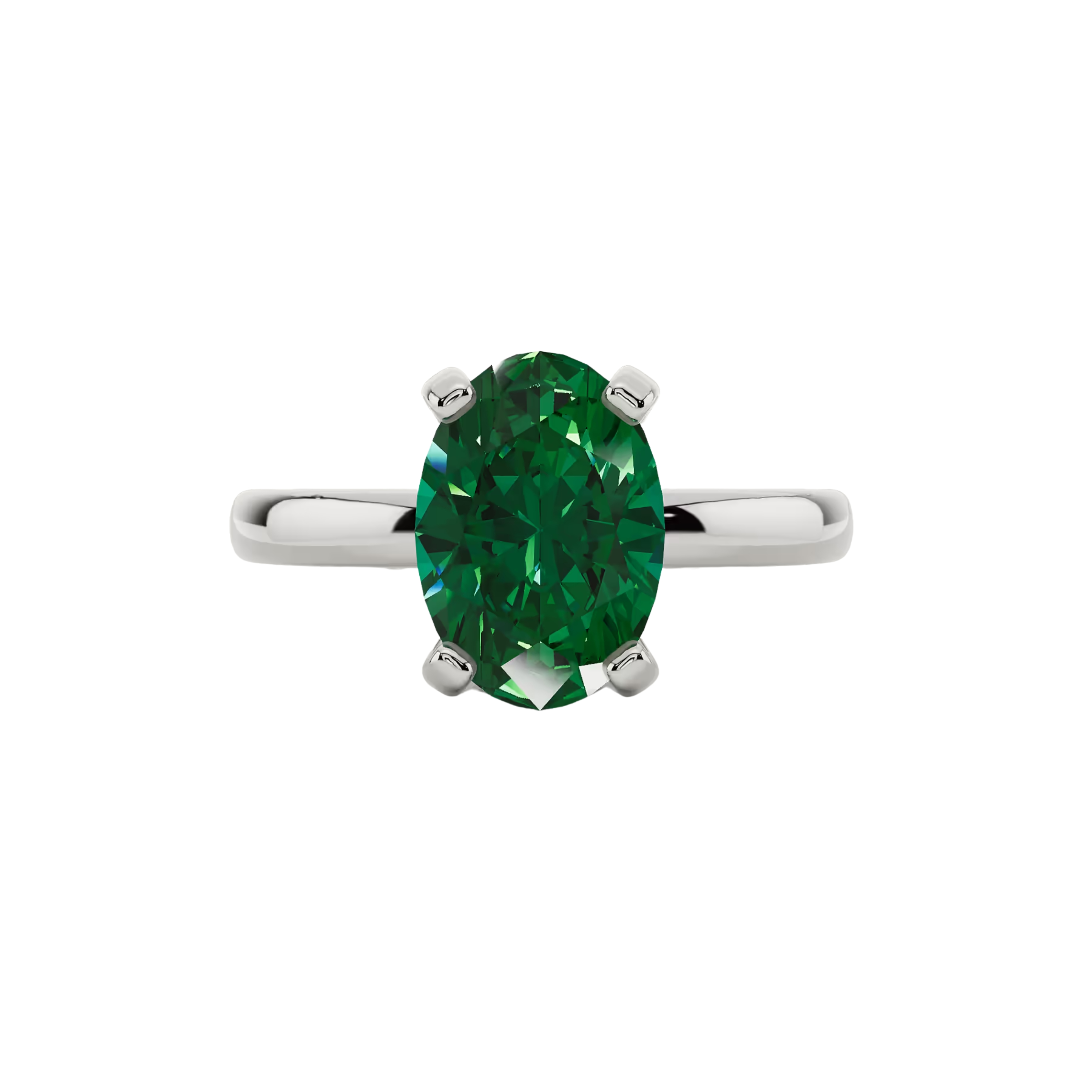 2ct Emerald Oval Cut Engagement Ring 14K White Gold