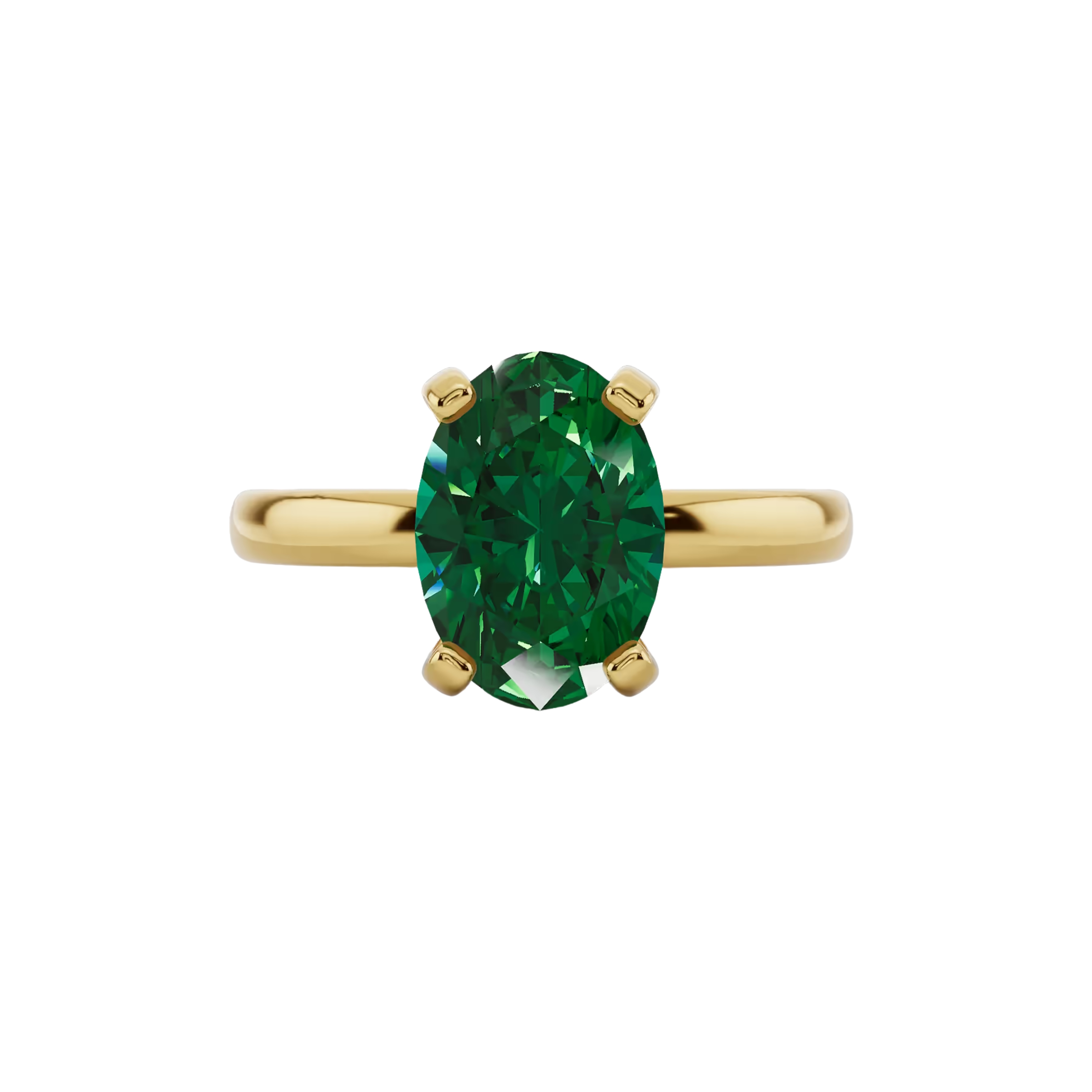 2ct Emerald Oval Cut Engagement Ring 14K Yellow Gold