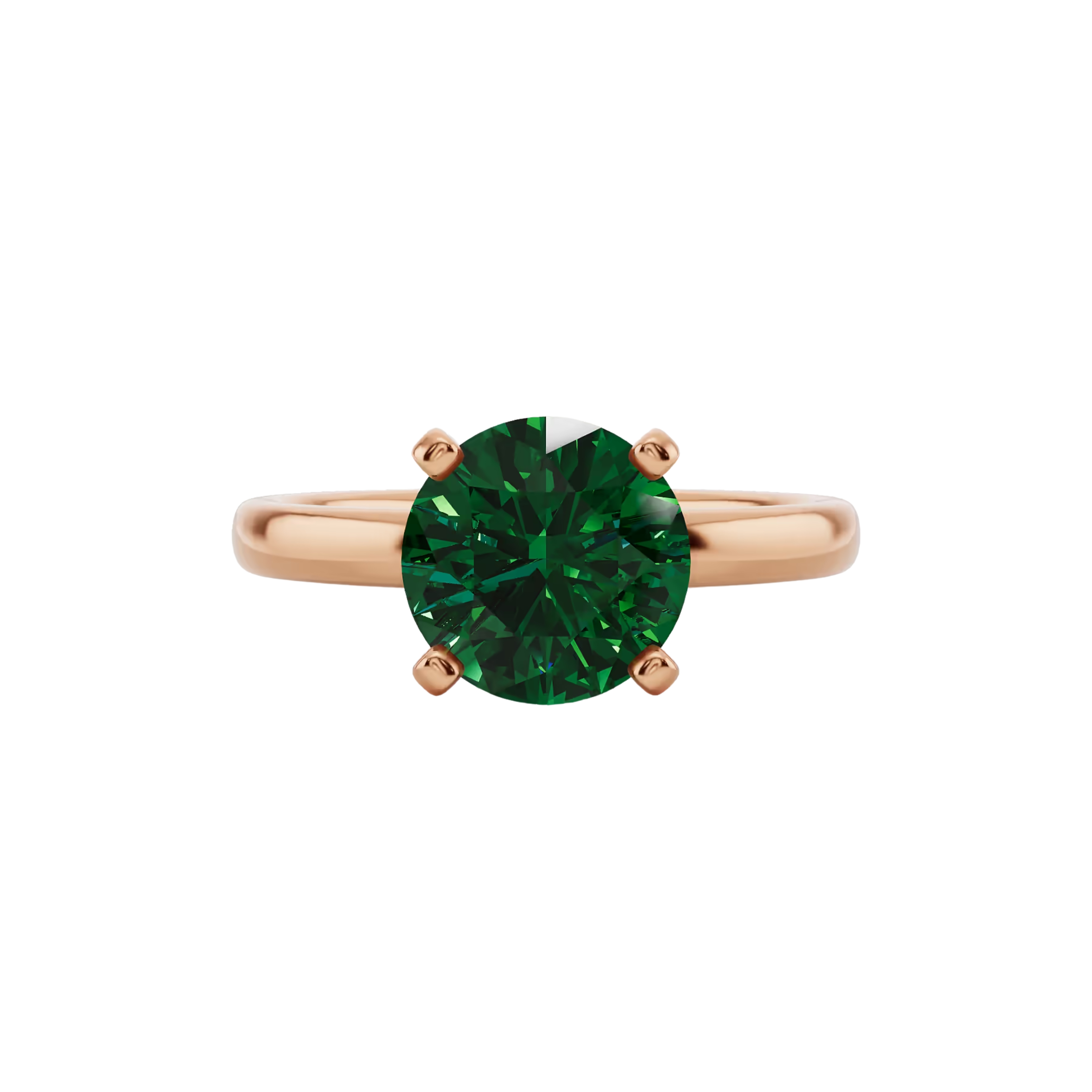 2ct Emerald Round Cut Engagement Ring 14K Rose Gold