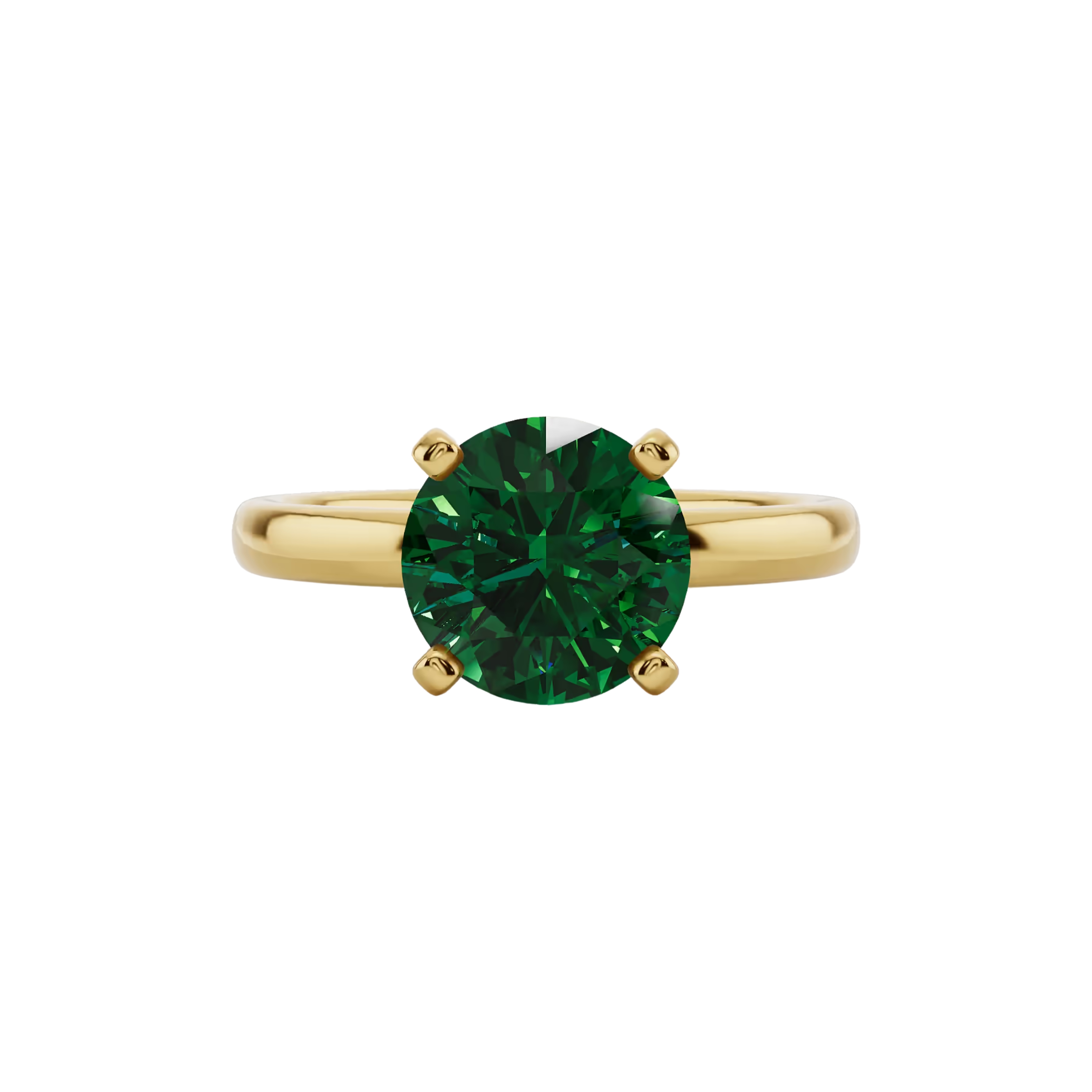 2ct Emerald Round Cut Engagement Ring 14K Yellow Gold