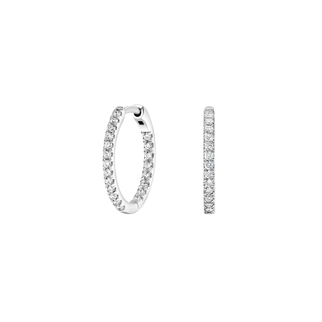 Extra Small Inside/Out Natural Diamond Hoop Earrings