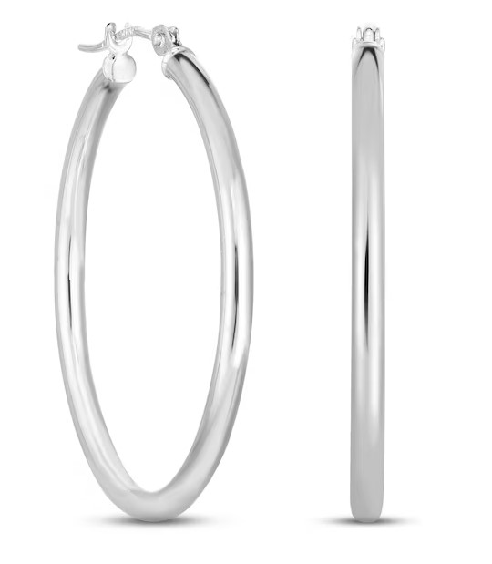 Large White Gold Hoop Earrings