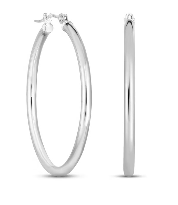 Medium White Gold Hoop Earrings