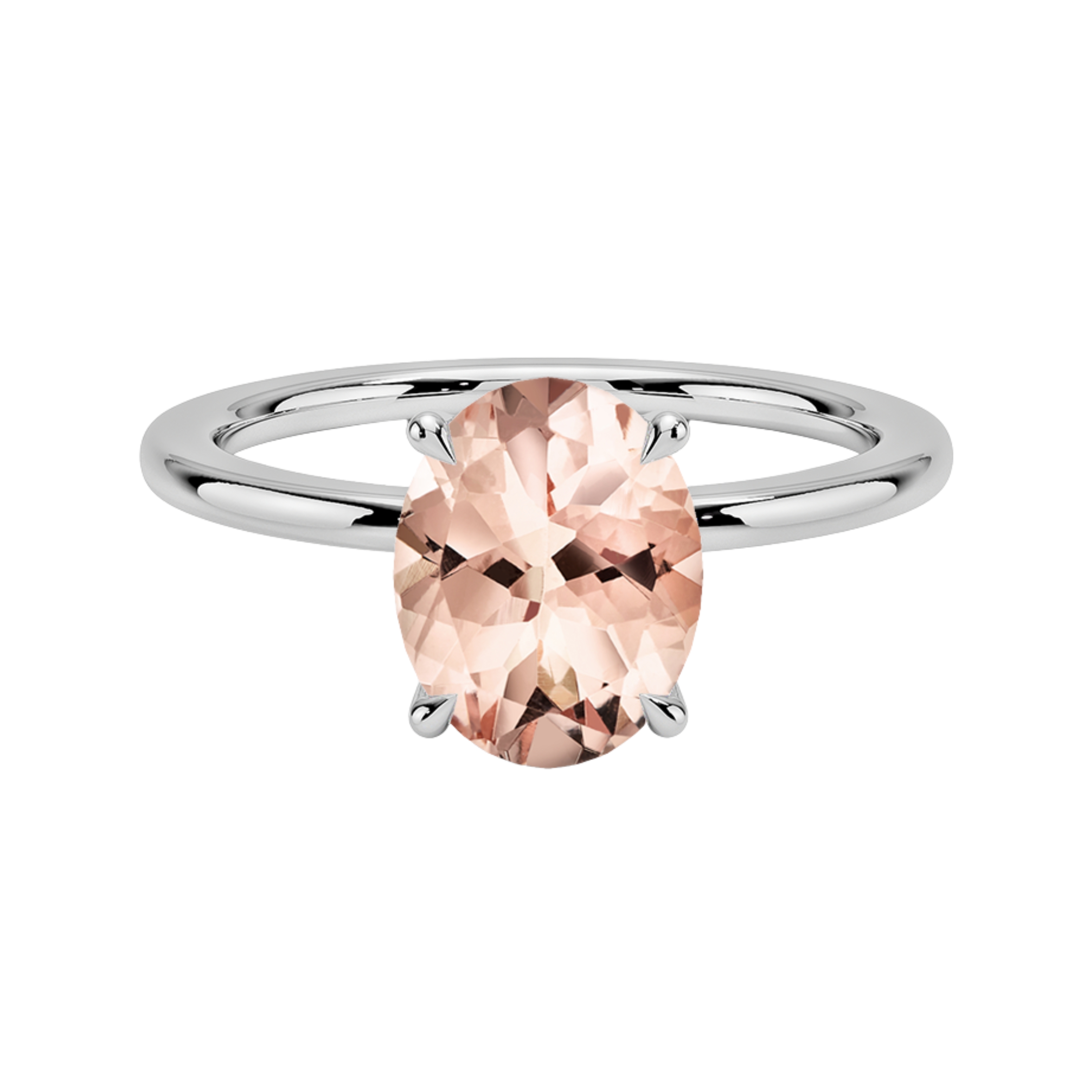 2ct Morganite Oval Cut Engagement Ring 14K White Gold