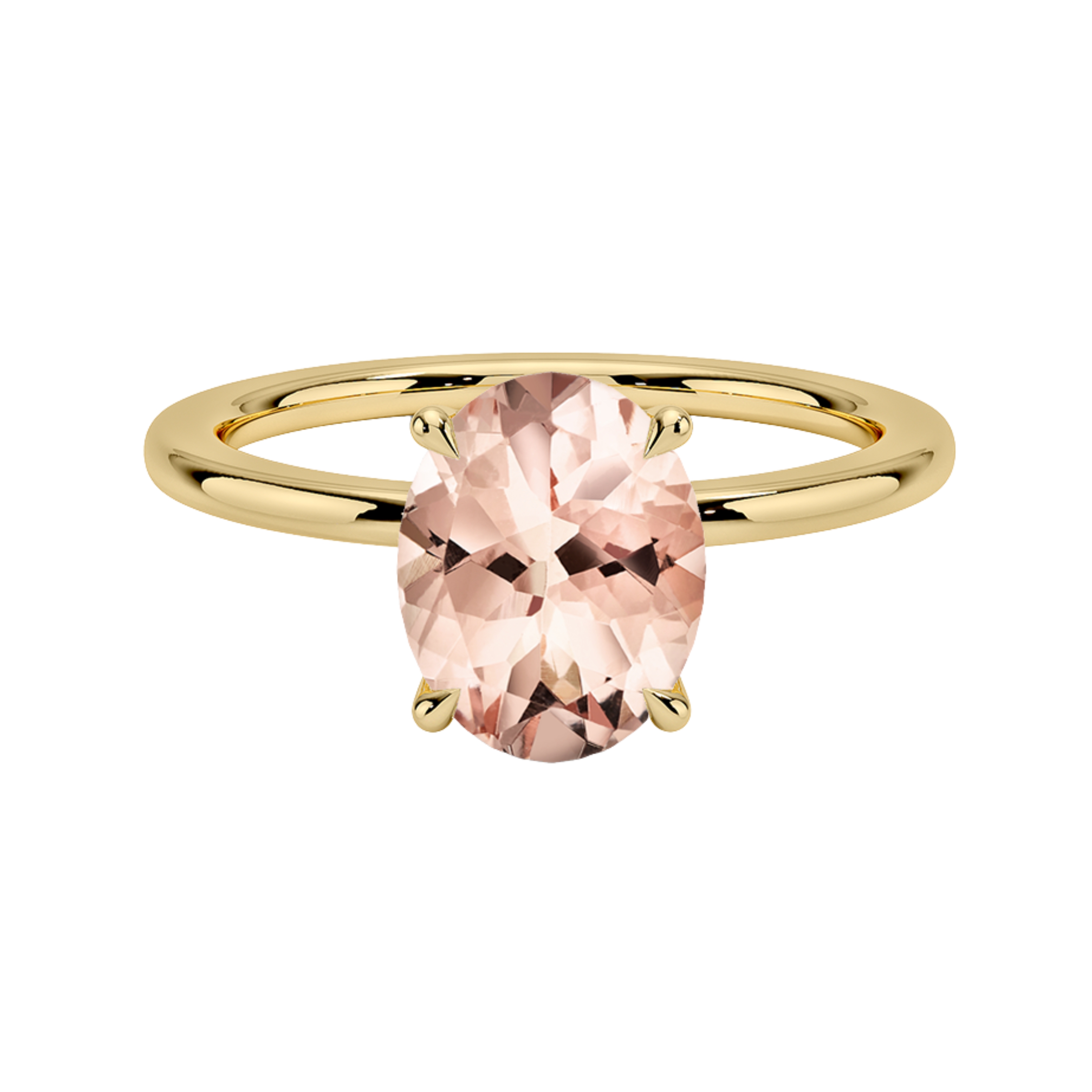 1ct Morganite Oval Cut Engagement Ring 14K Yellow Gold