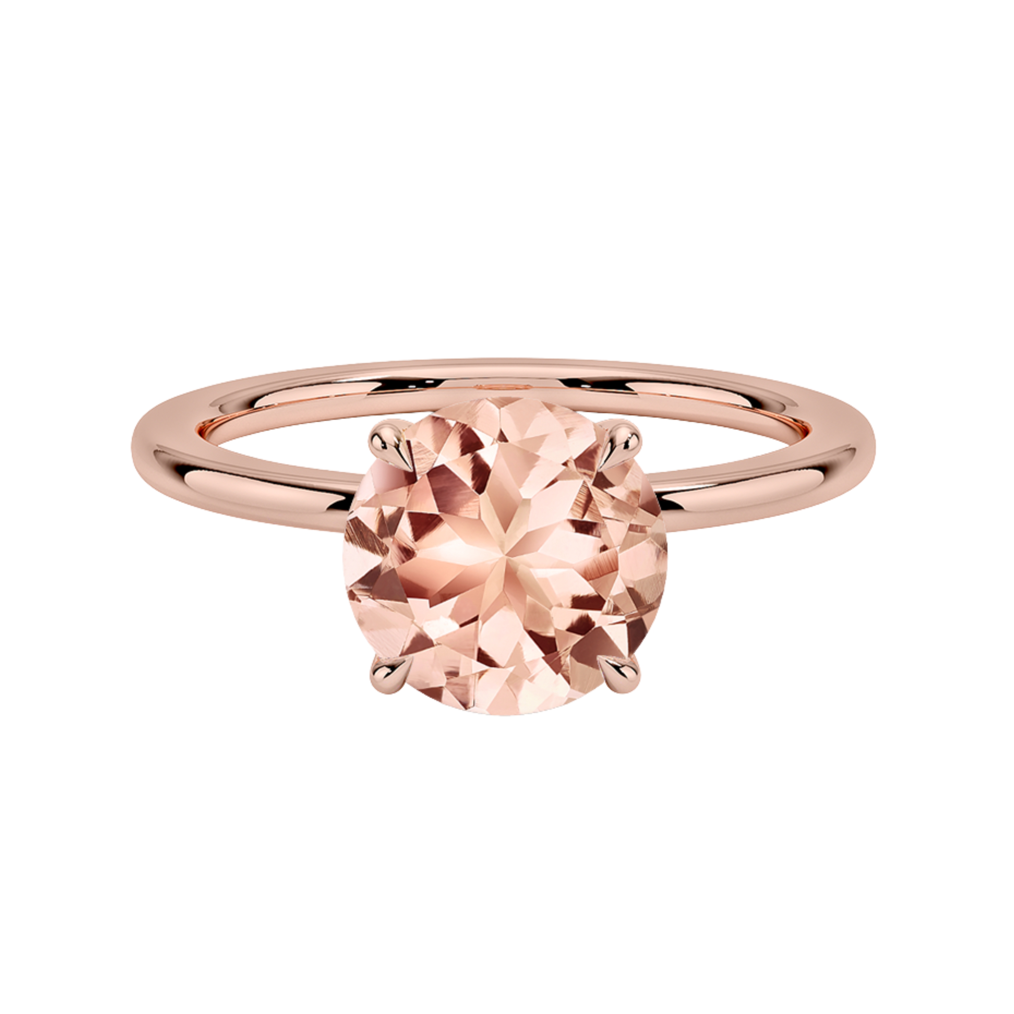 2ct Morganite Round Cut Engagement Ring 14K Rose Gold