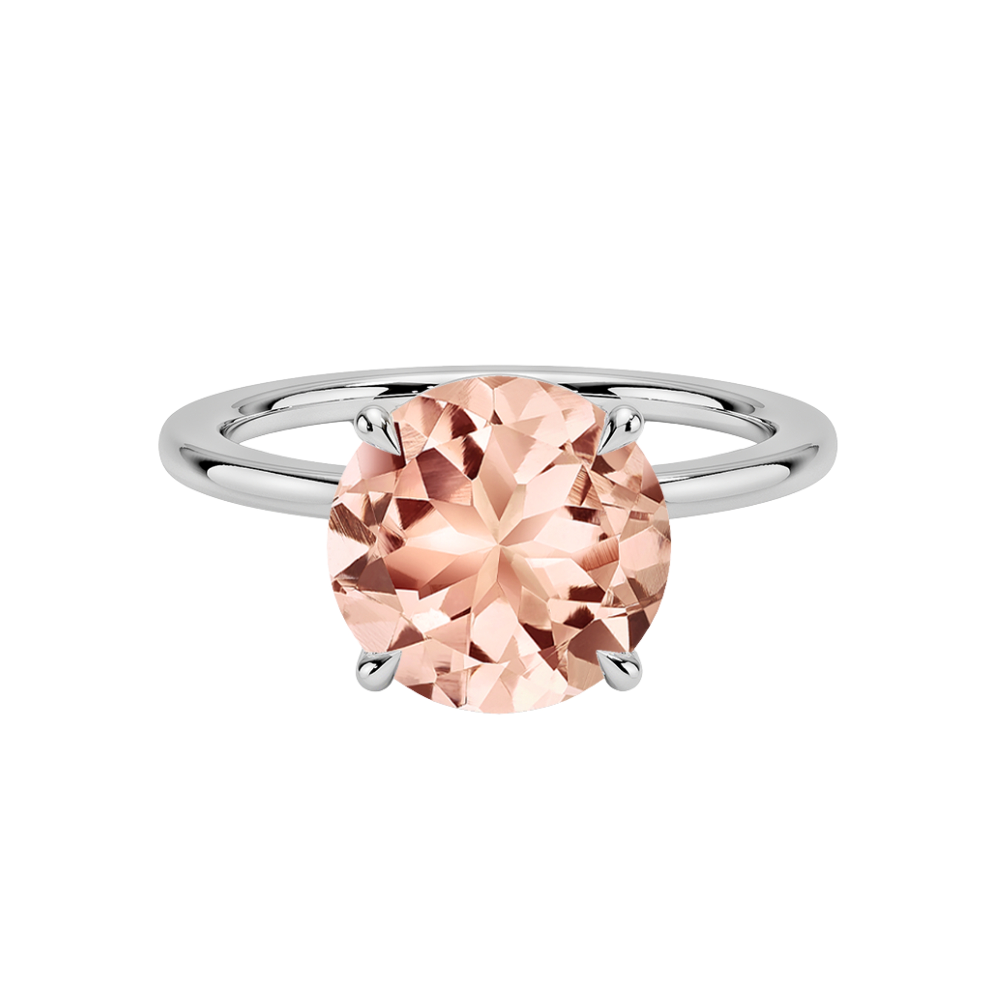 2ct Morganite Round Cut Engagement Ring 14K White Gold