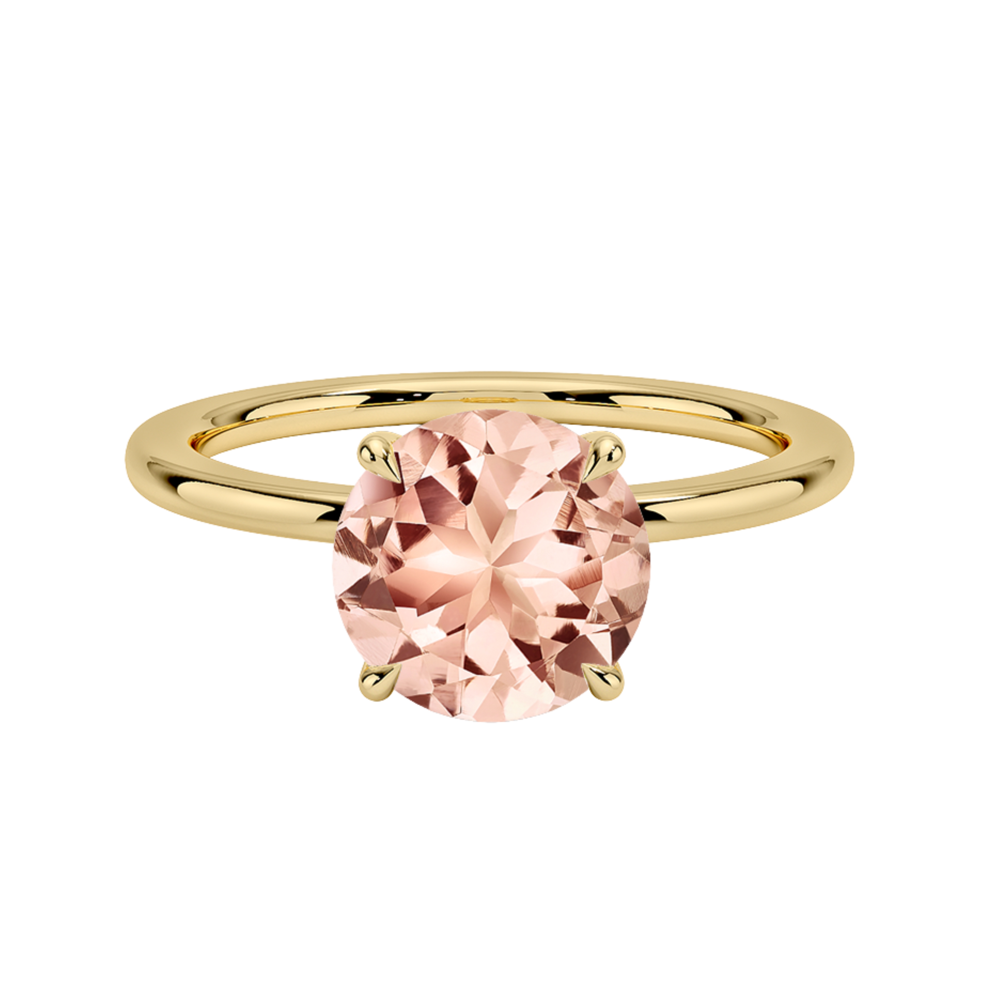 1ct Morganite Round Cut Engagement Ring 14K Yellow Gold