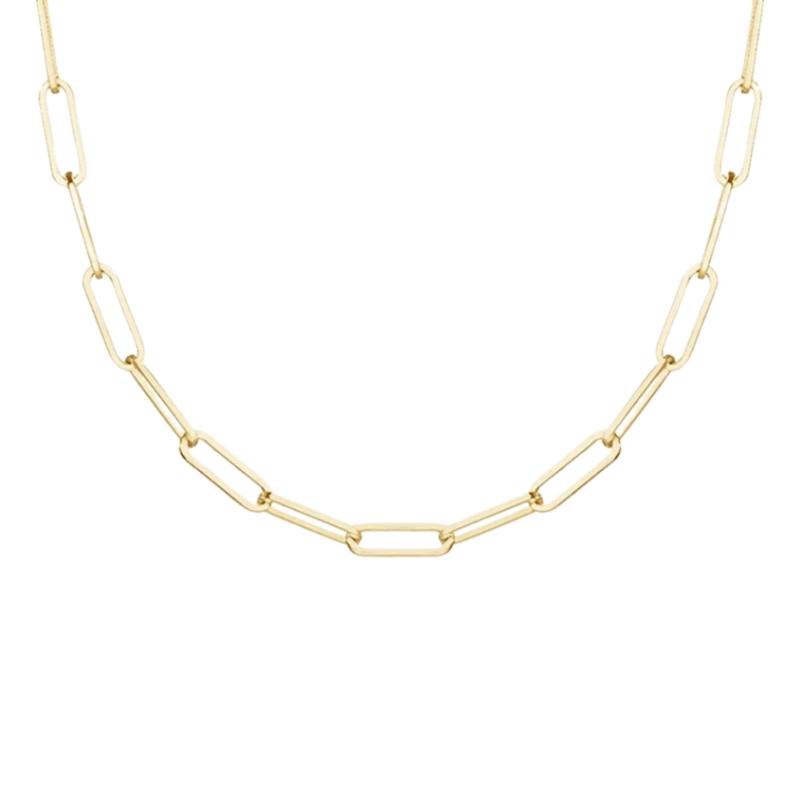 16in. Large Paperclip Chain Necklace 14K Yellow Gold