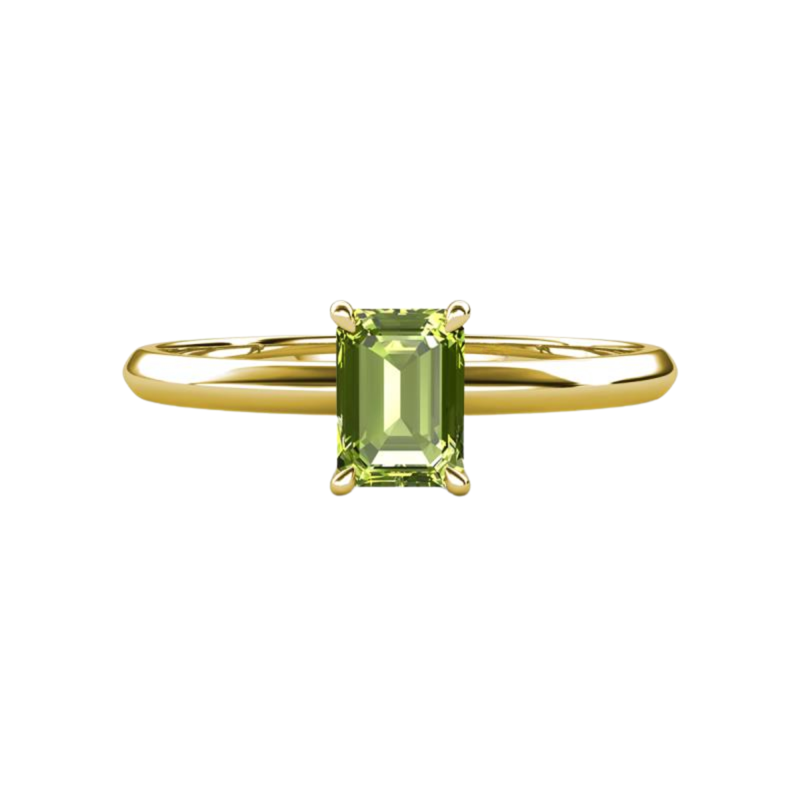 1ct Peridot Emerald Cut Engagement Ring 14K Yellow Gold