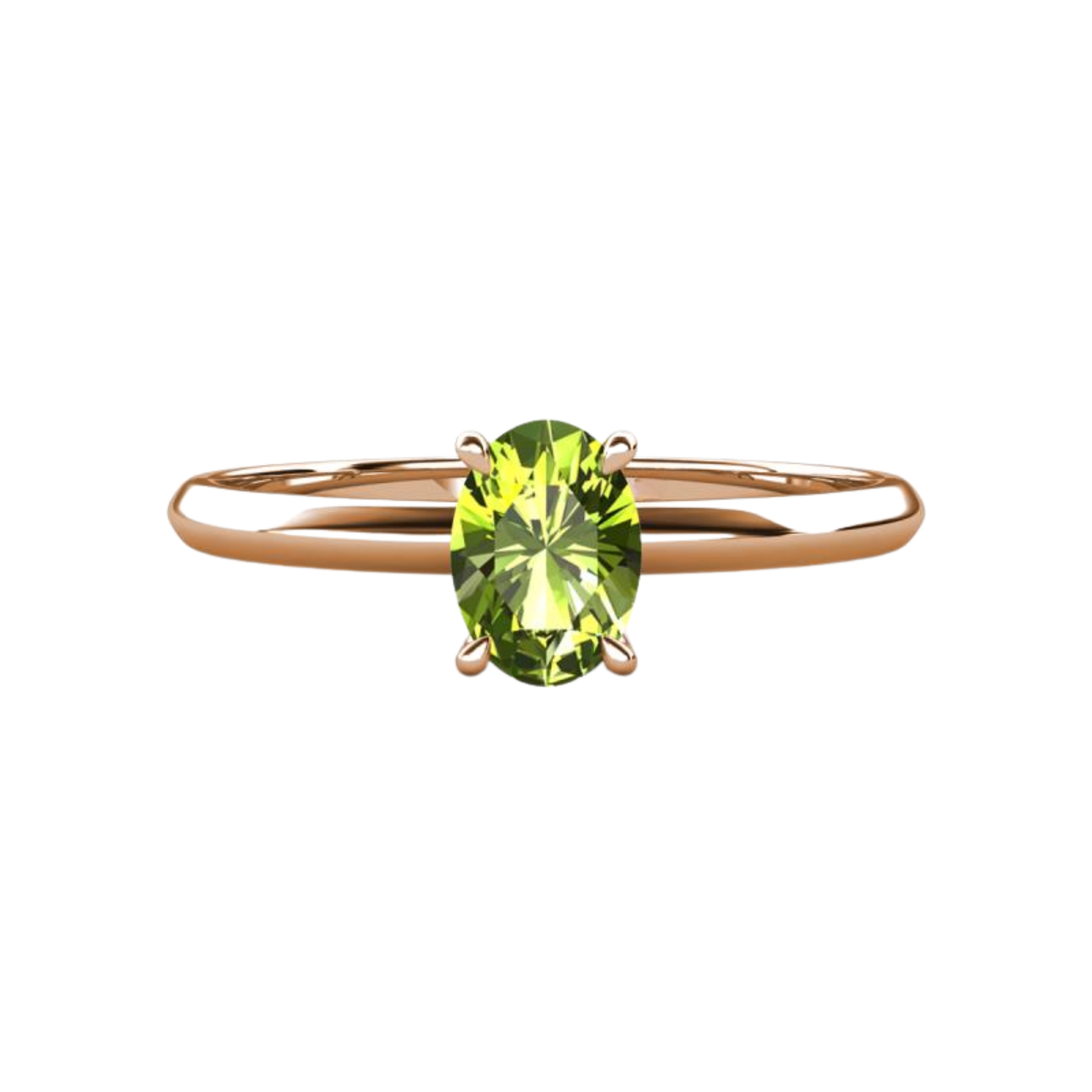 2ct Peridot Oval Cut Engagement Ring 14K Rose Gold