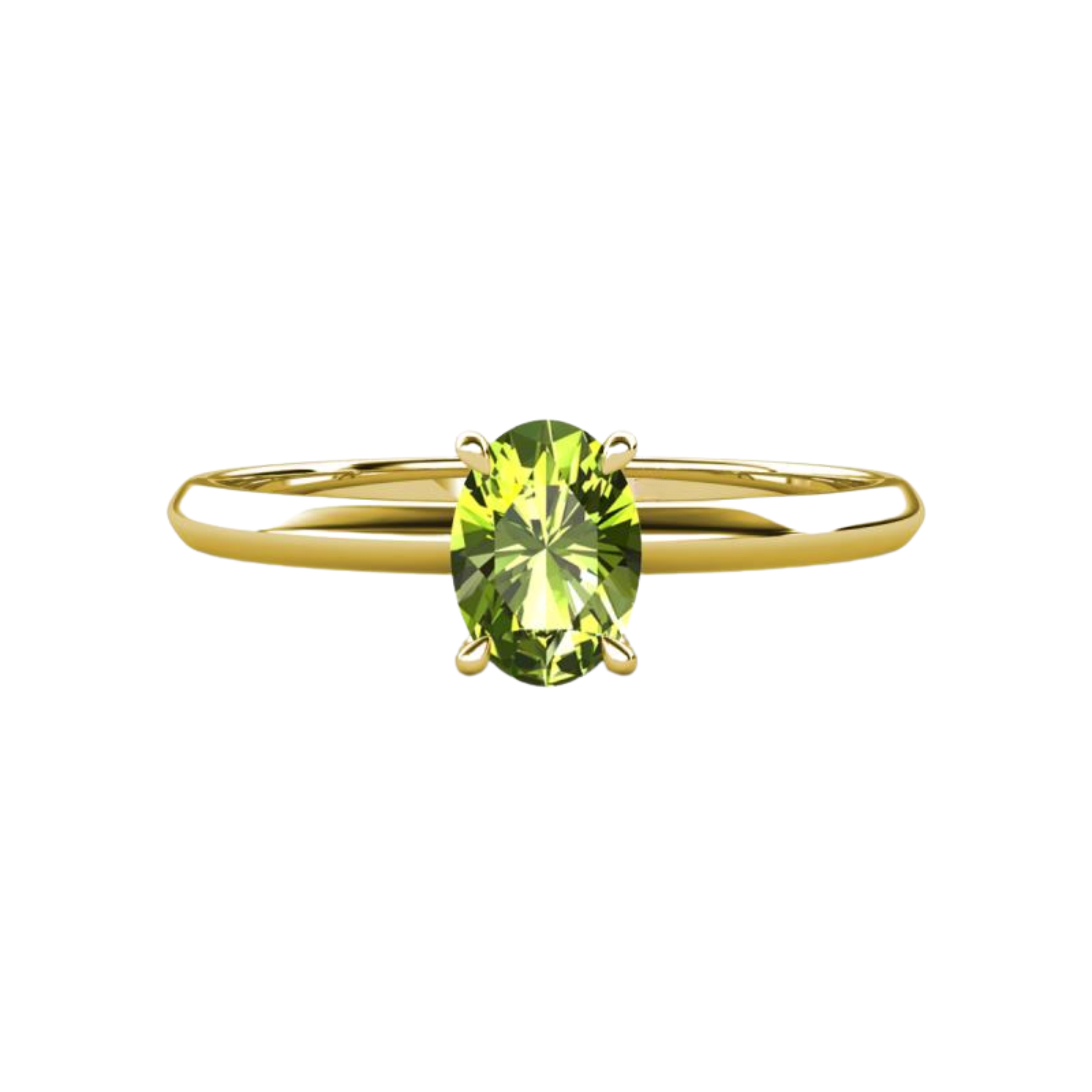 2ct Peridot Oval Cut Engagement Ring 14K Yellow Gold