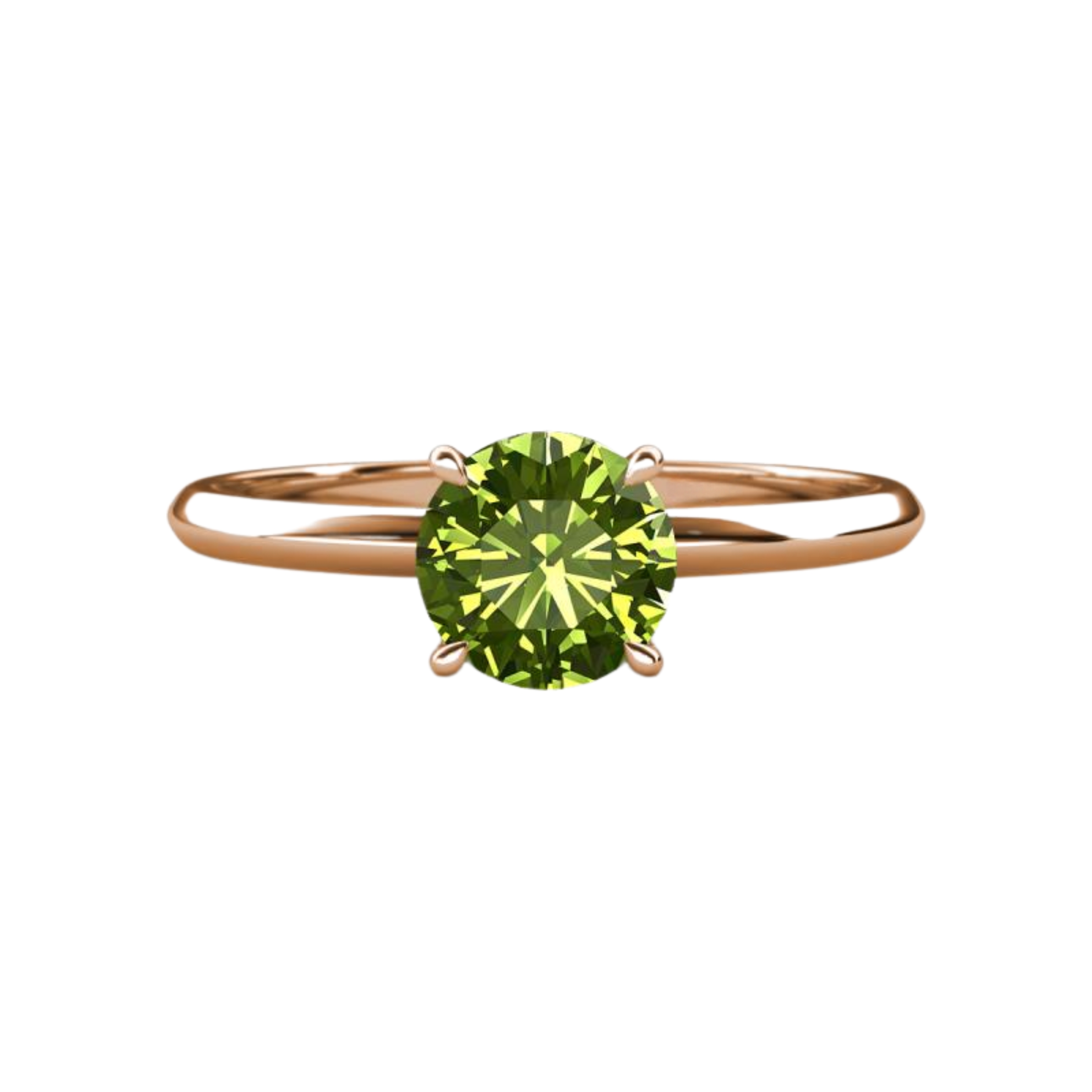 2ct Peridot Round Cut Engagement Ring 14K Rose Gold
