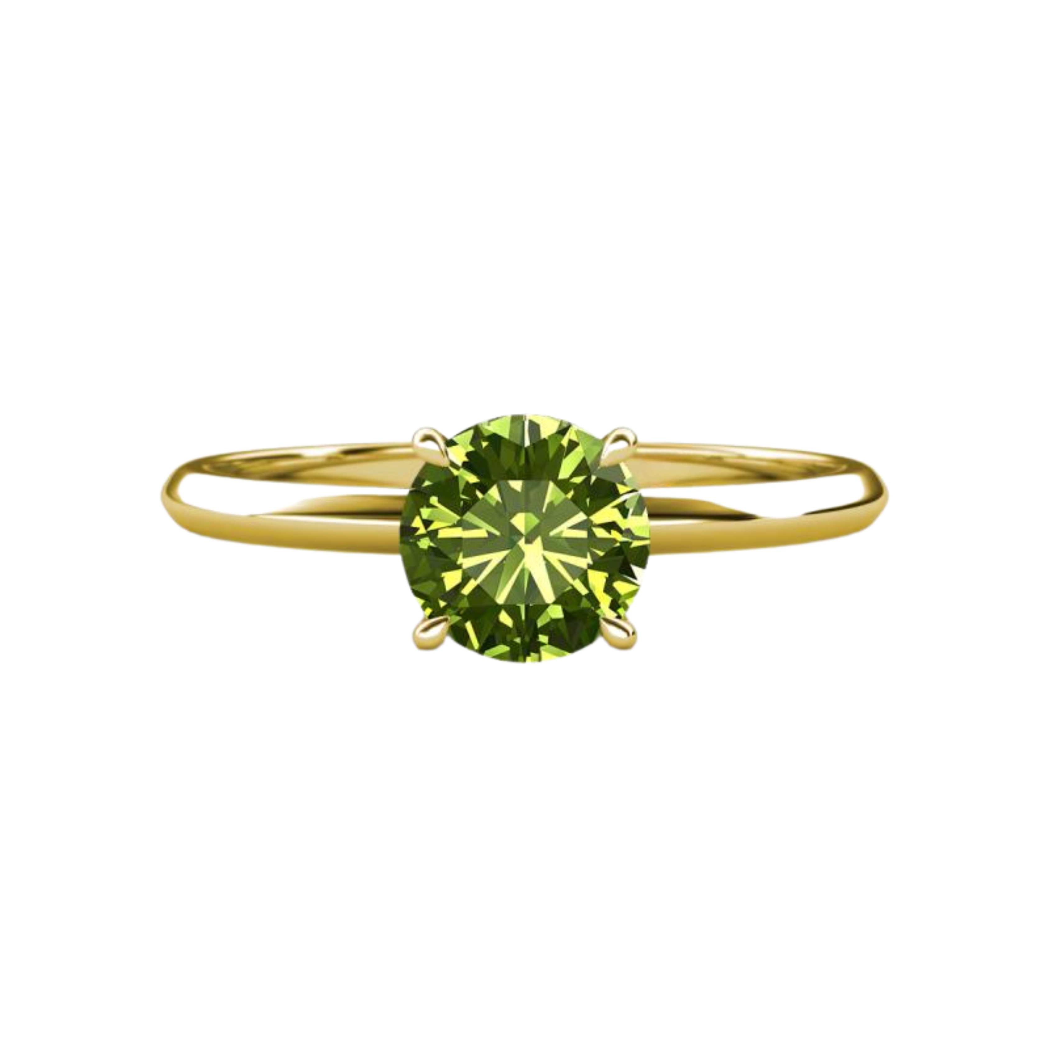 2ct Peridot Round Cut Engagement Ring 14K Yellow Gold