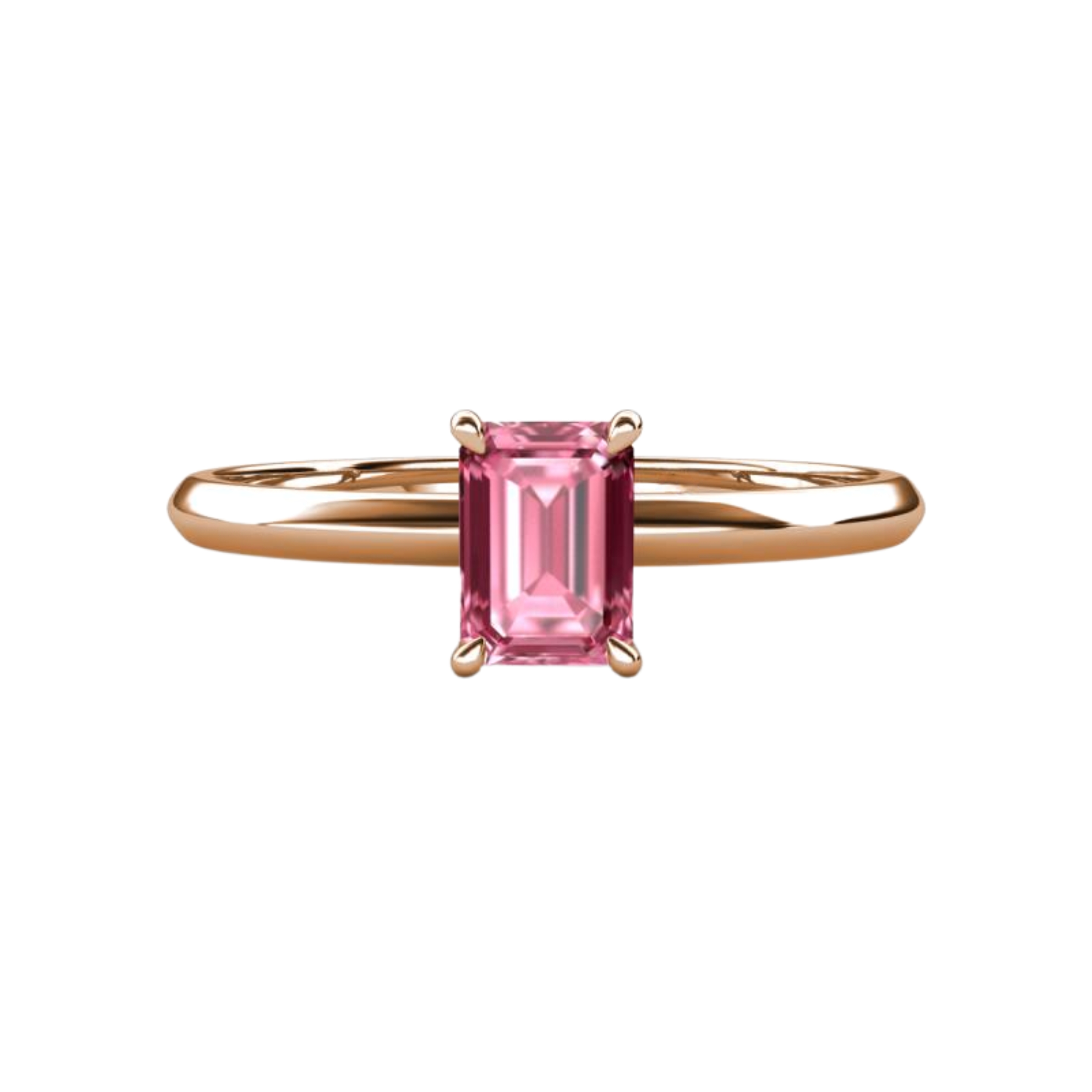 2ct Pink Tourmaline Emerald Cut Engagement Ring 14K Rose Gold