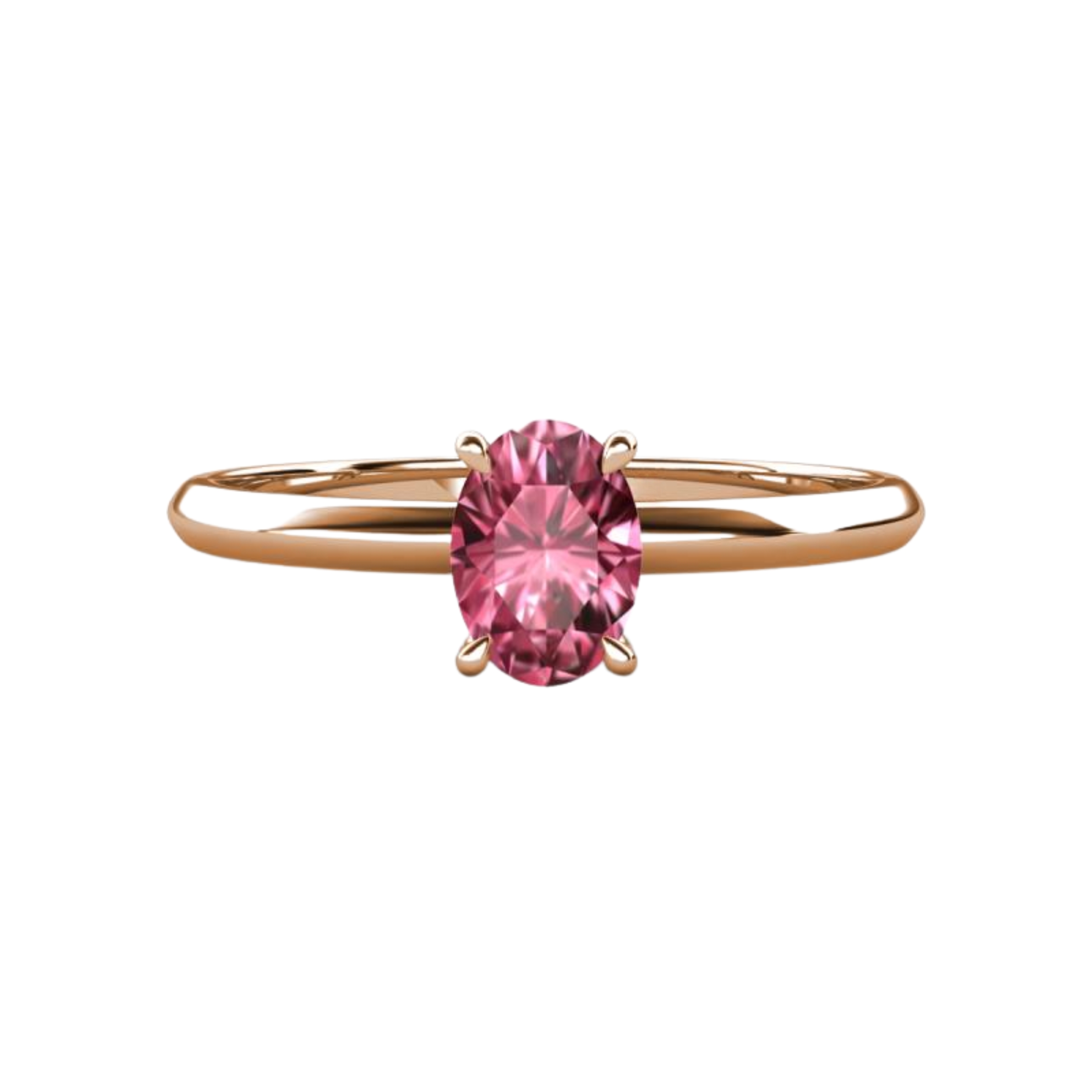 2ct Pink Tourmaline Oval Cut Engagement Ring 14K Rose Gold