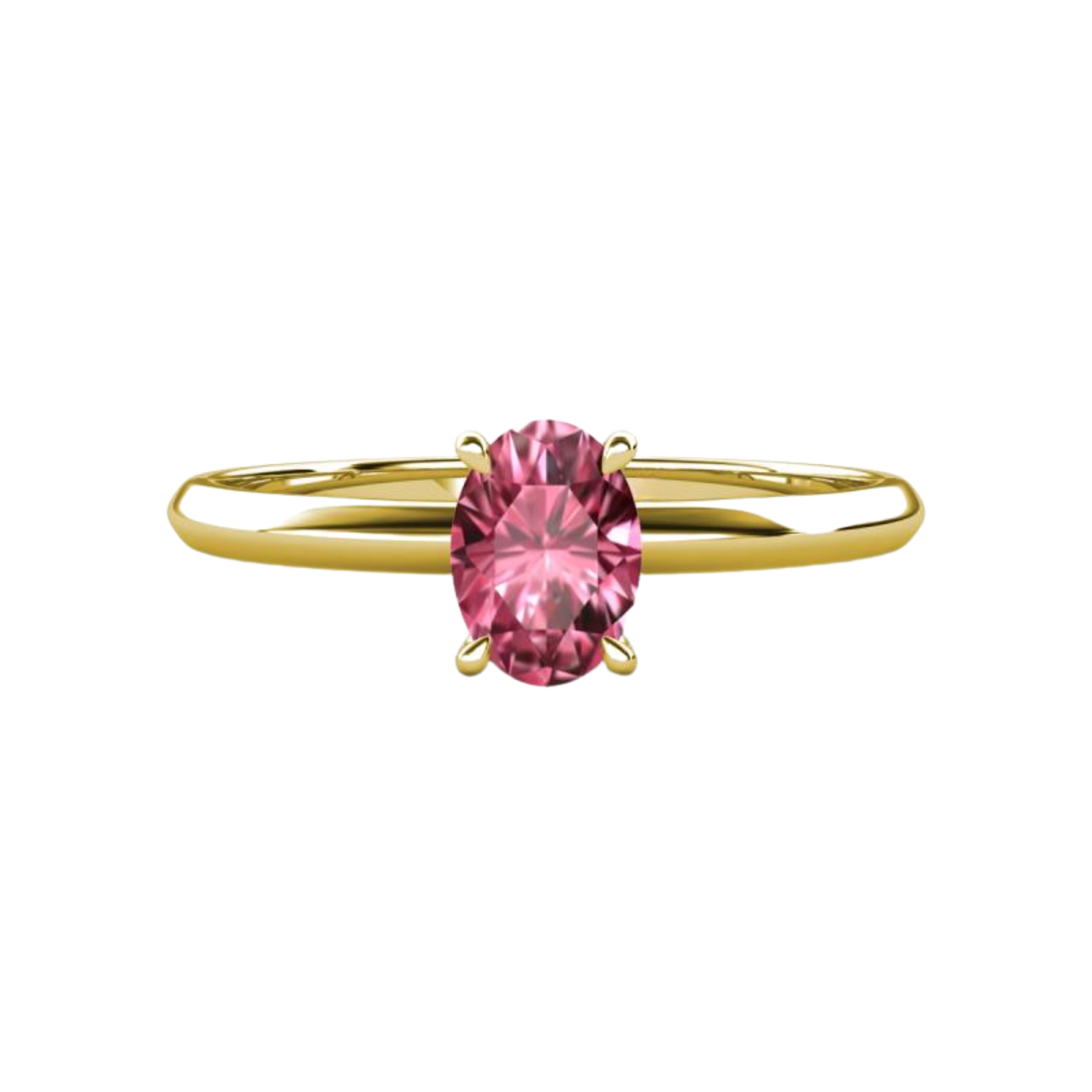 2ct Pink Tourmaline Oval Cut Engagement Ring 14K Yellow Gold