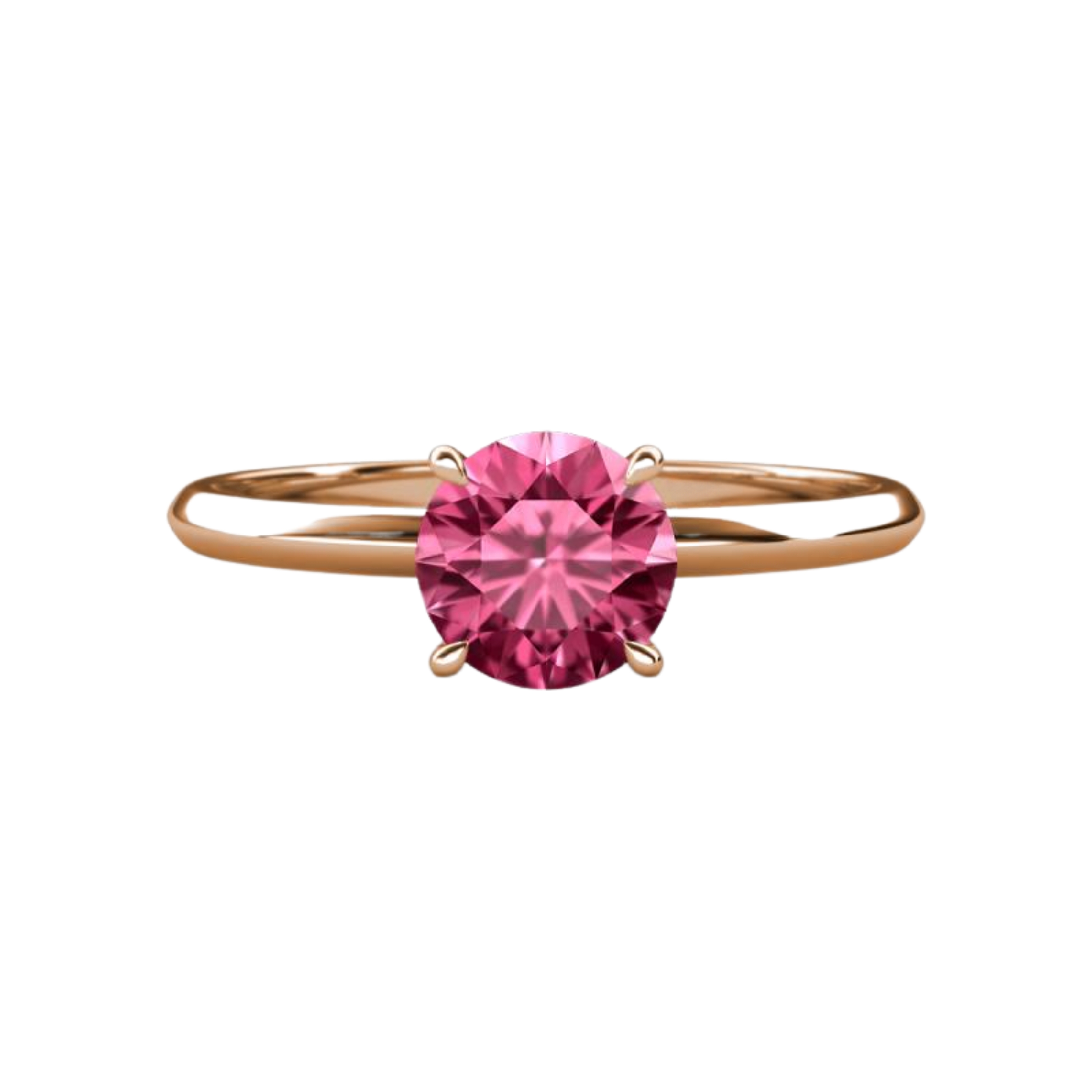 2ct Pink Tourmaline Round Cut Engagement Ring 14K Rose Gold