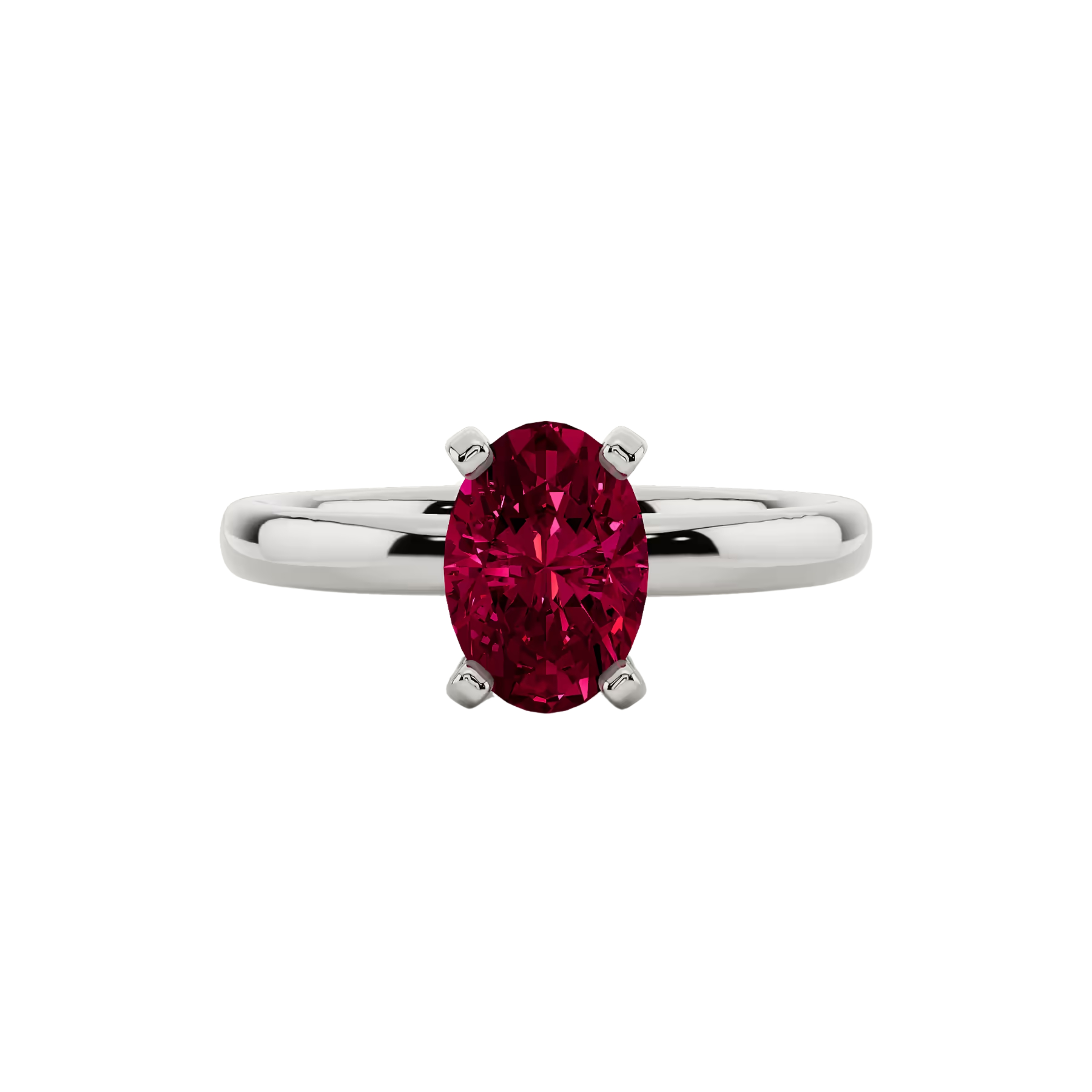 1ct Ruby Oval Cut Engagement Ring 14K White Gold