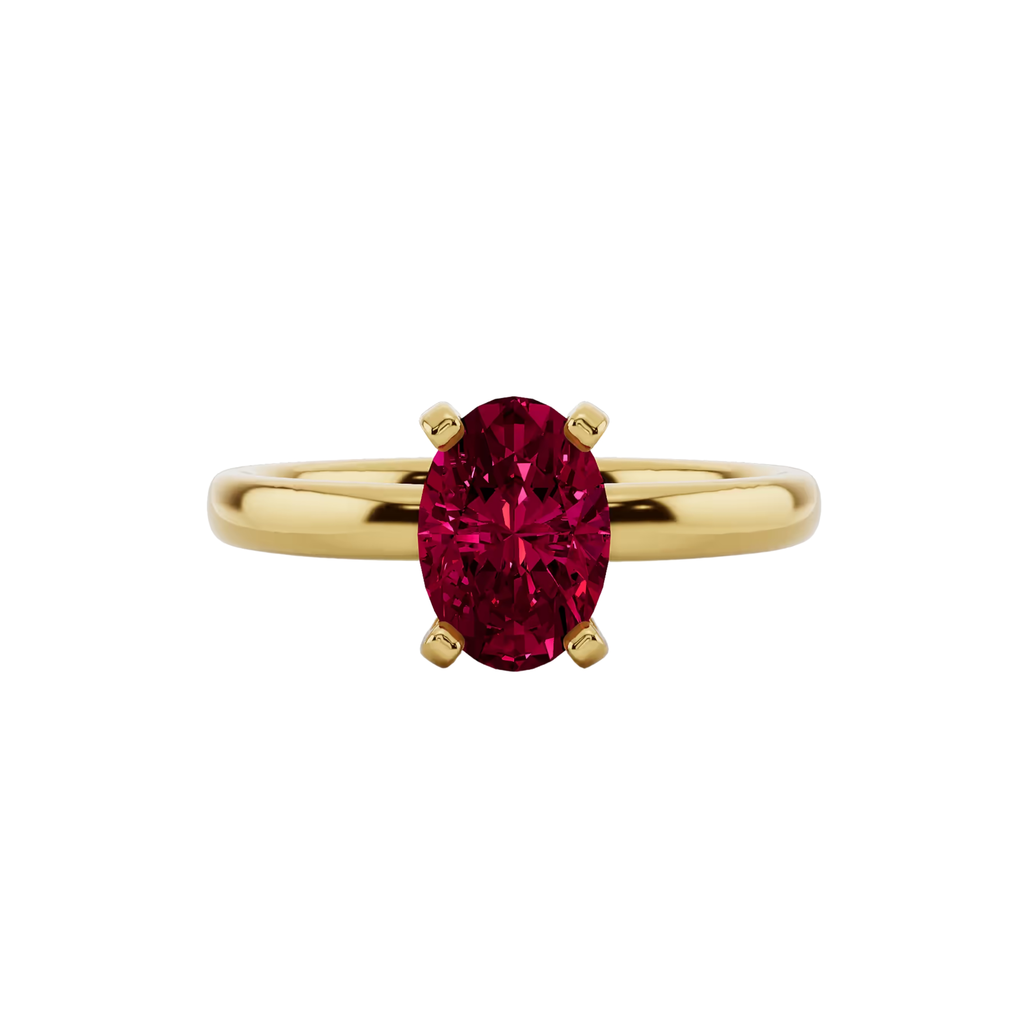 1ct Ruby Oval Cut Engagement Ring 14K Yellow Gold