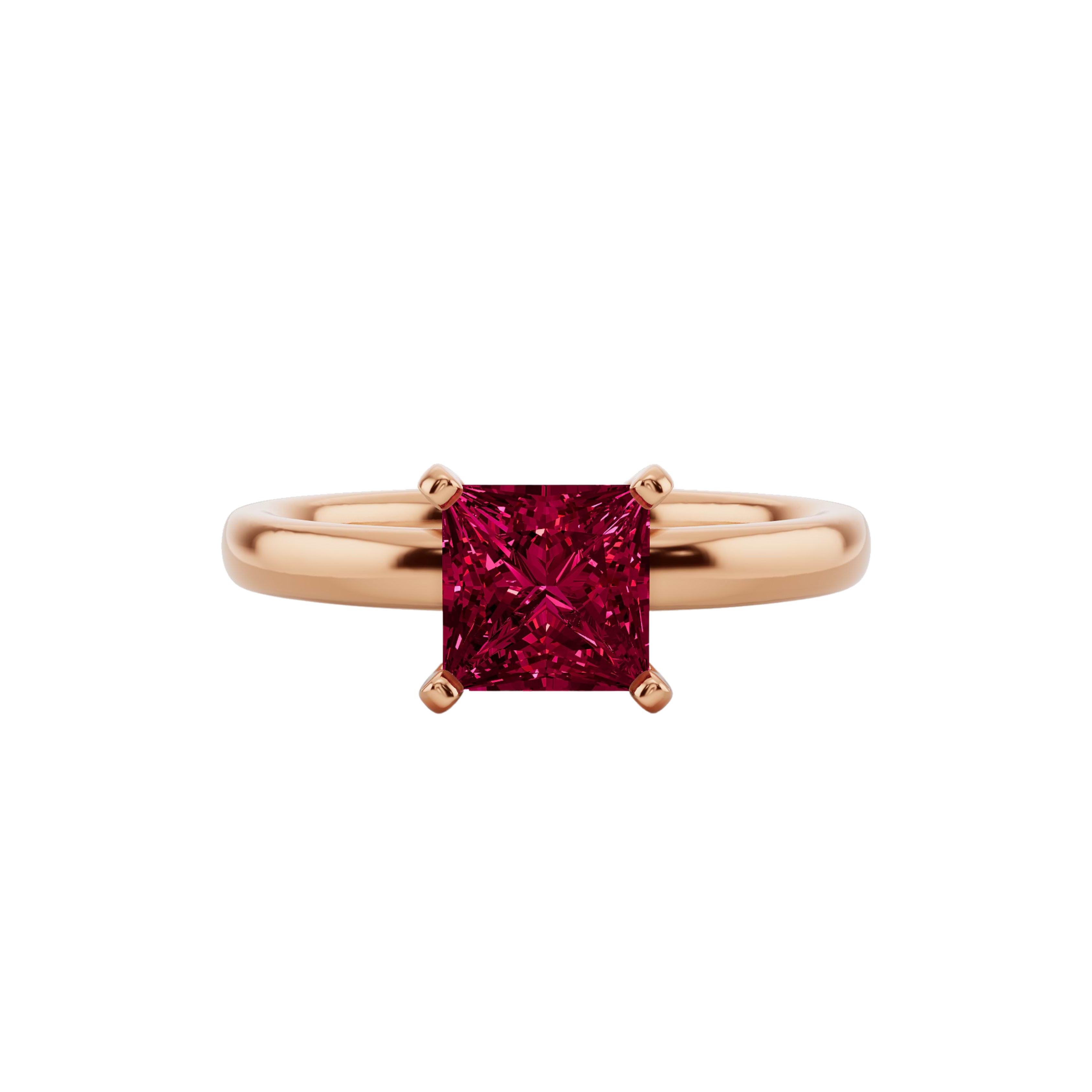 1ct Ruby Princess Cut Engagement Ring 14K Rose Gold