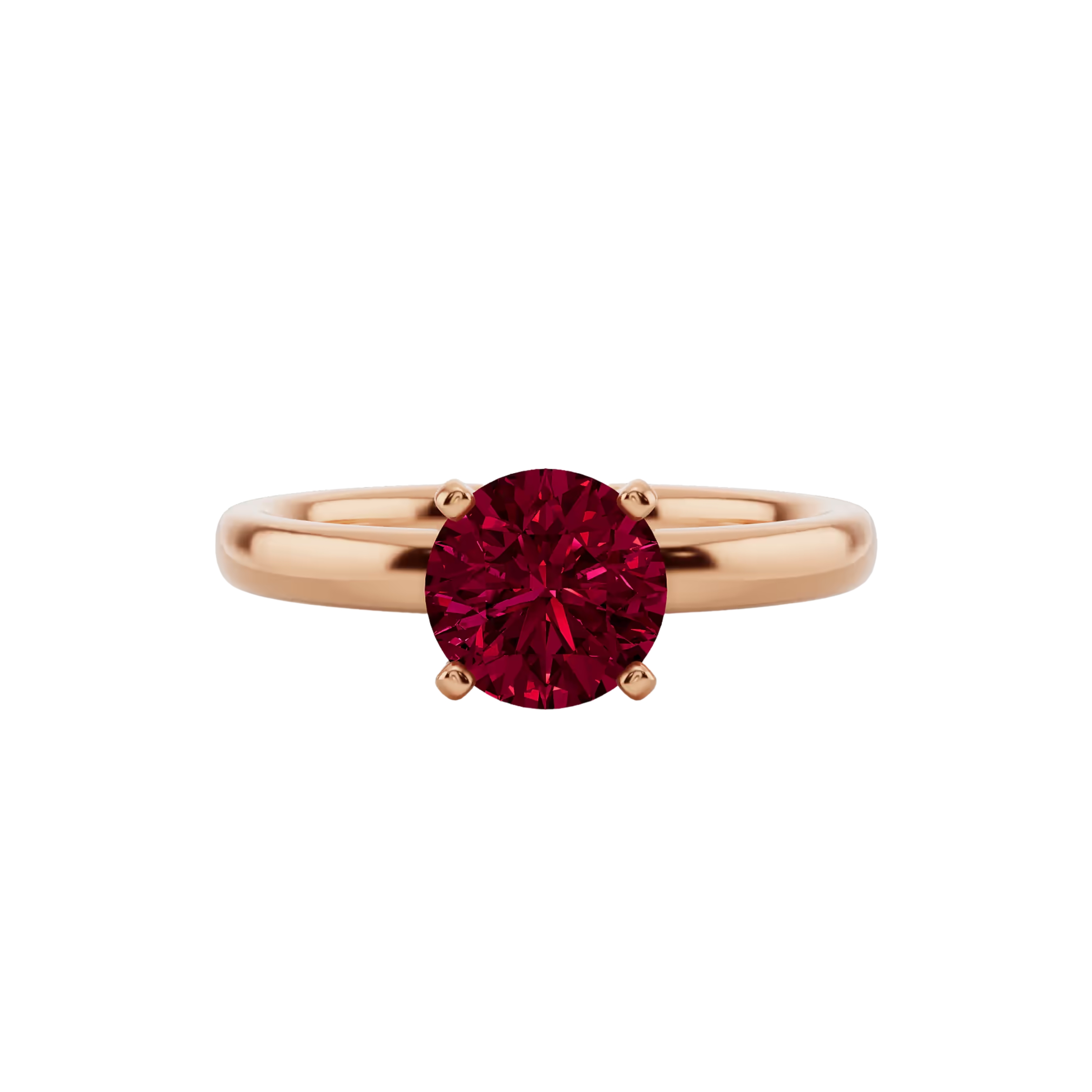 1ct Ruby Round Cut Engagement Ring 14K Rose Gold
