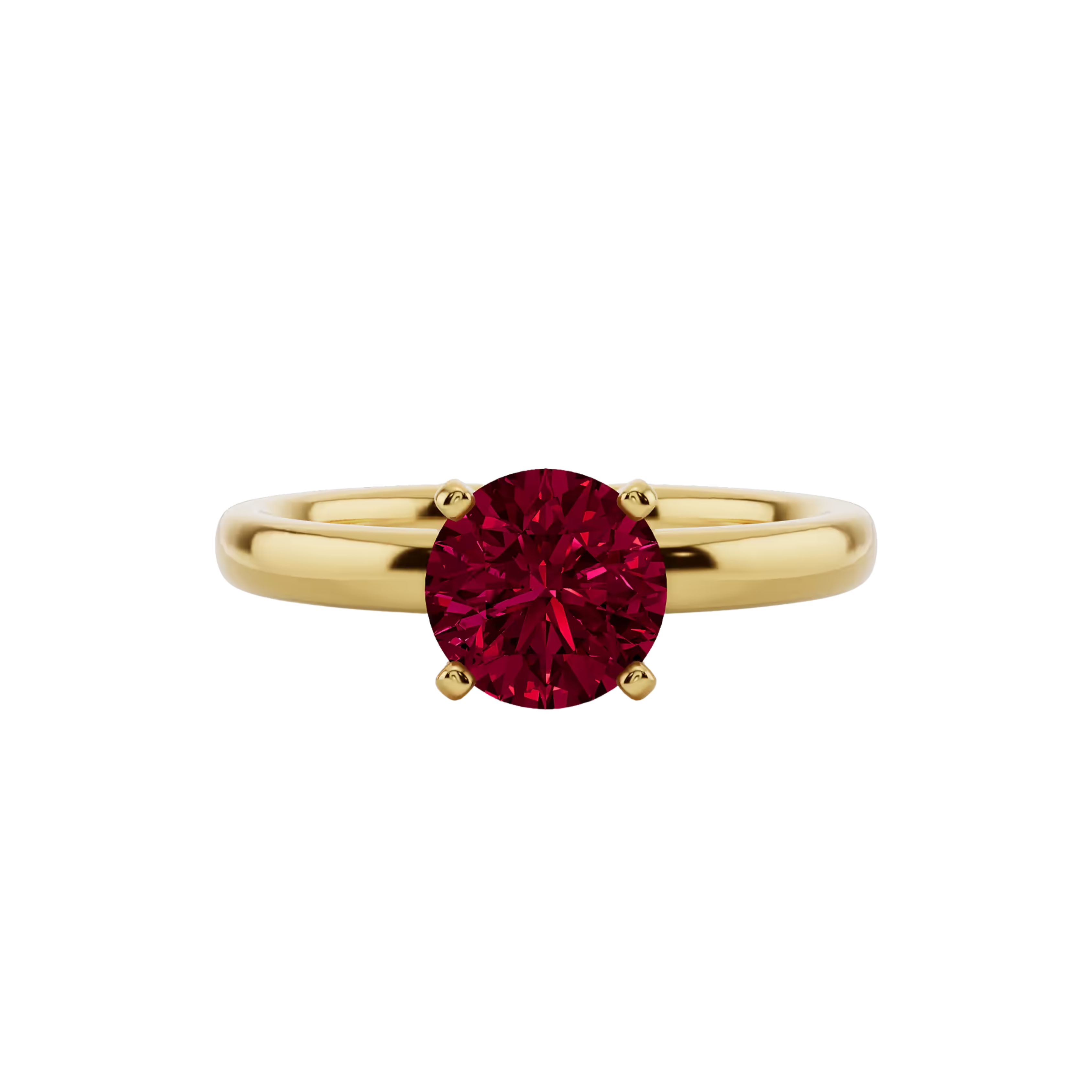 1ct Ruby Round Cut Engagement Ring 14K Yellow Gold