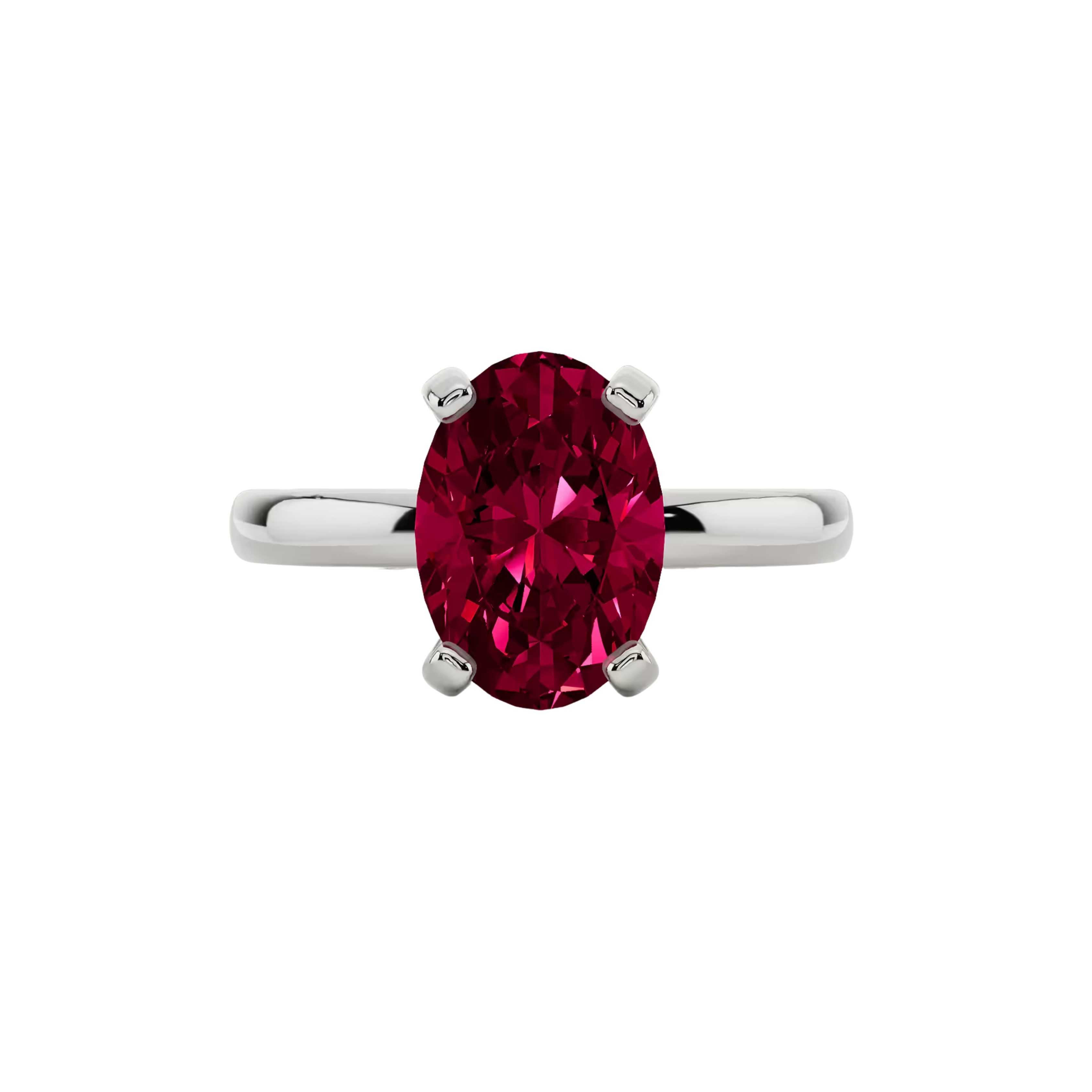 2ct Ruby Oval Cut Engagement Ring 14K White Gold