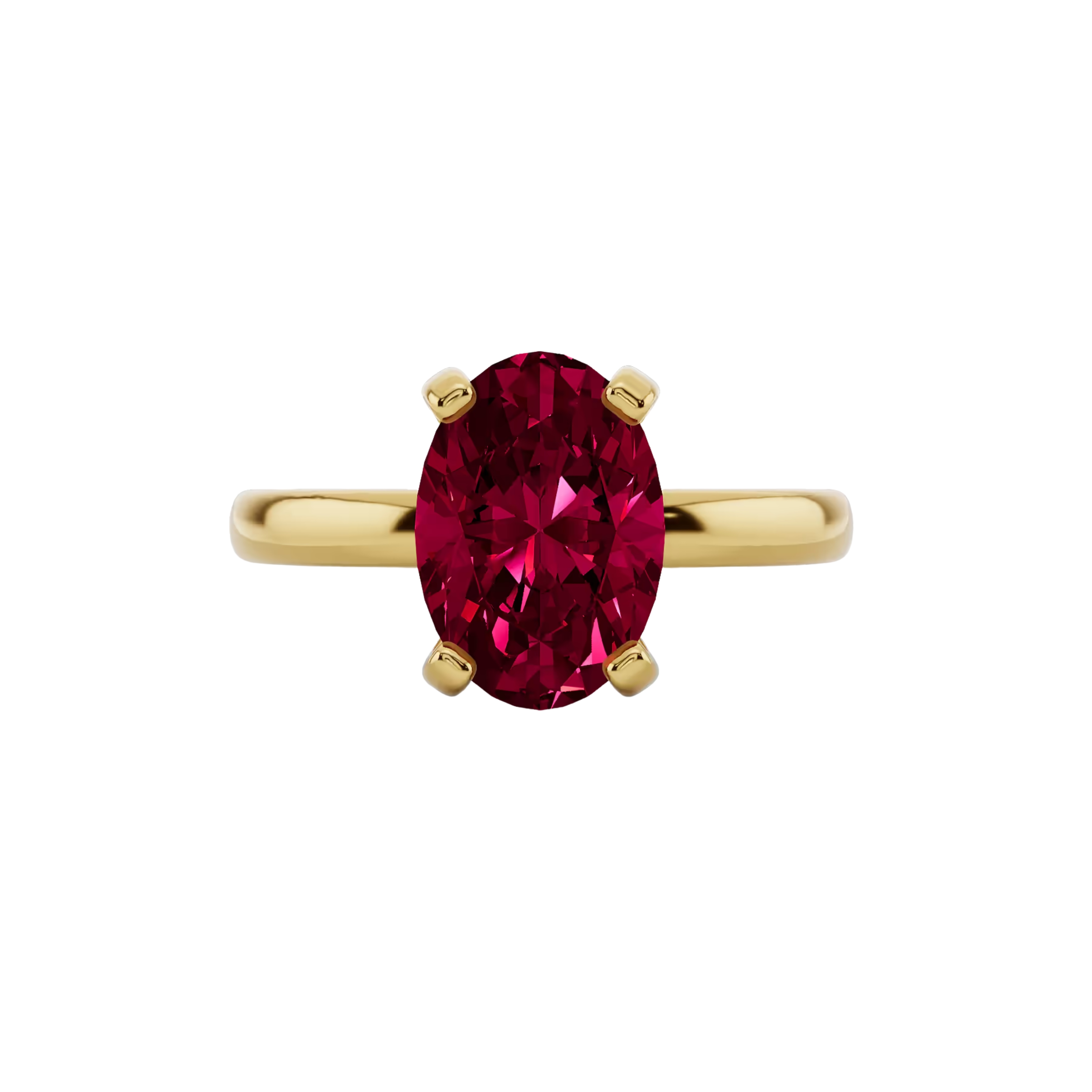 2ct Ruby Oval Cut Engagement Ring 14K Yellow Gold