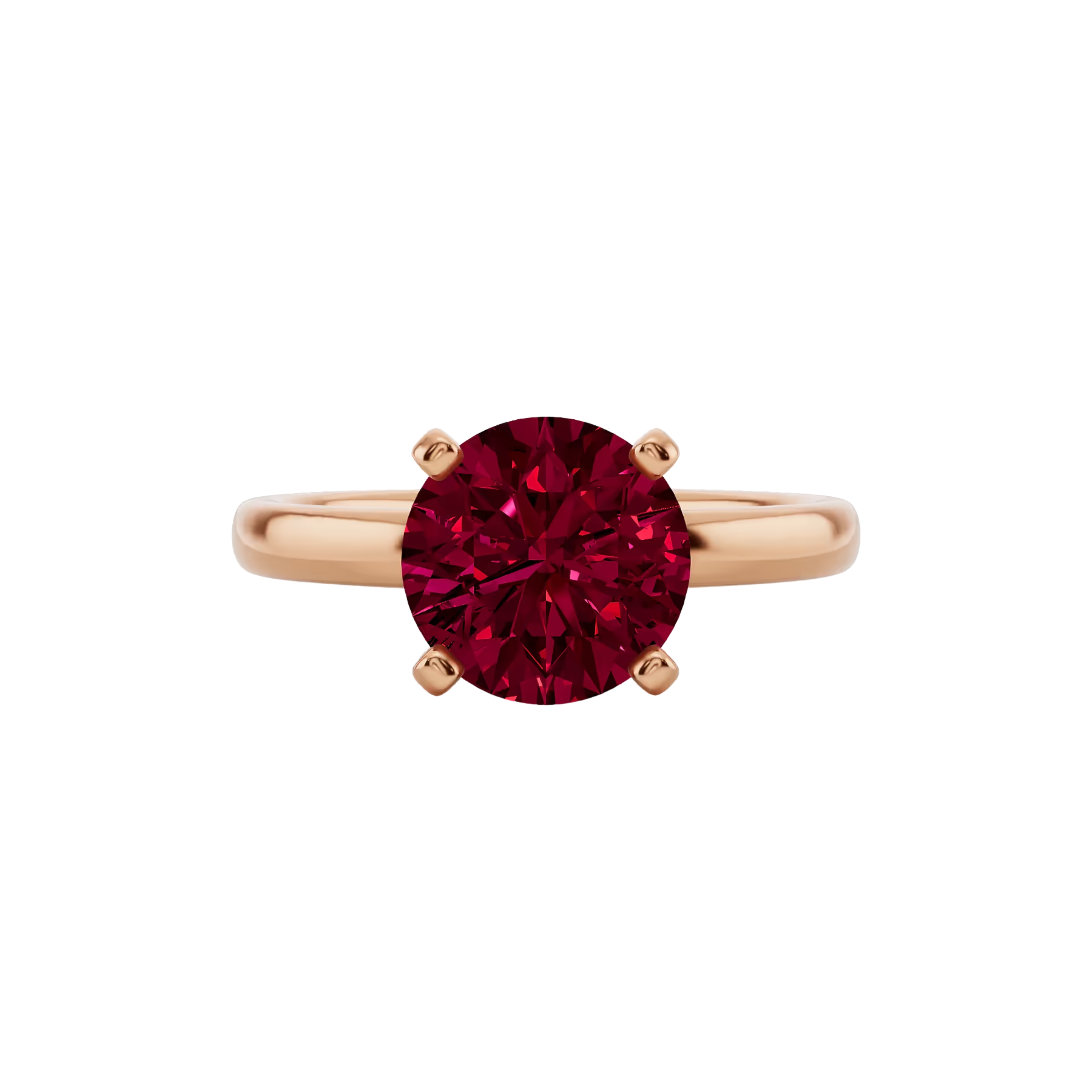 2ct Ruby Round Cut Engagement Ring 14K Rose Gold