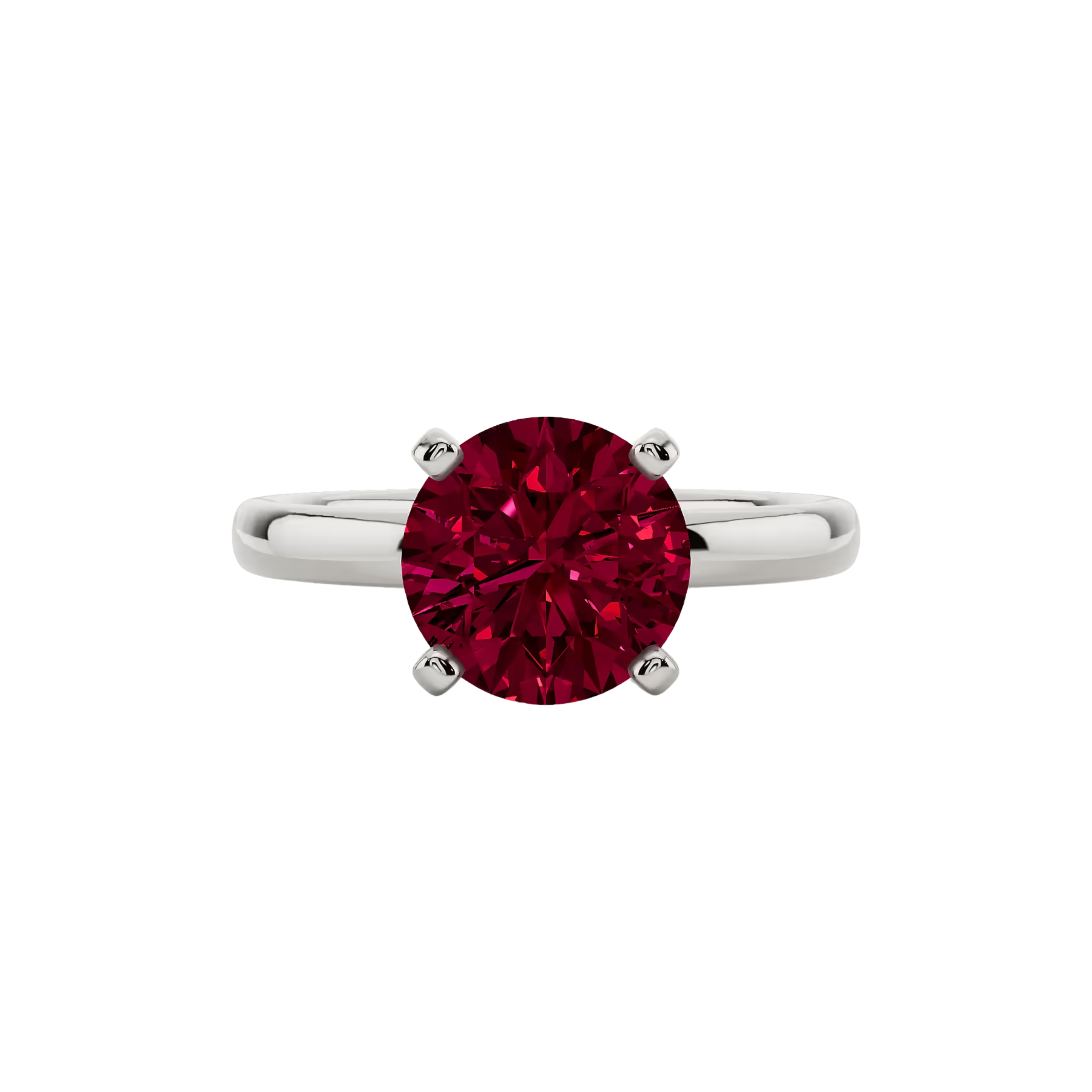 2ct Ruby Round Cut Engagement Ring 14K White Gold