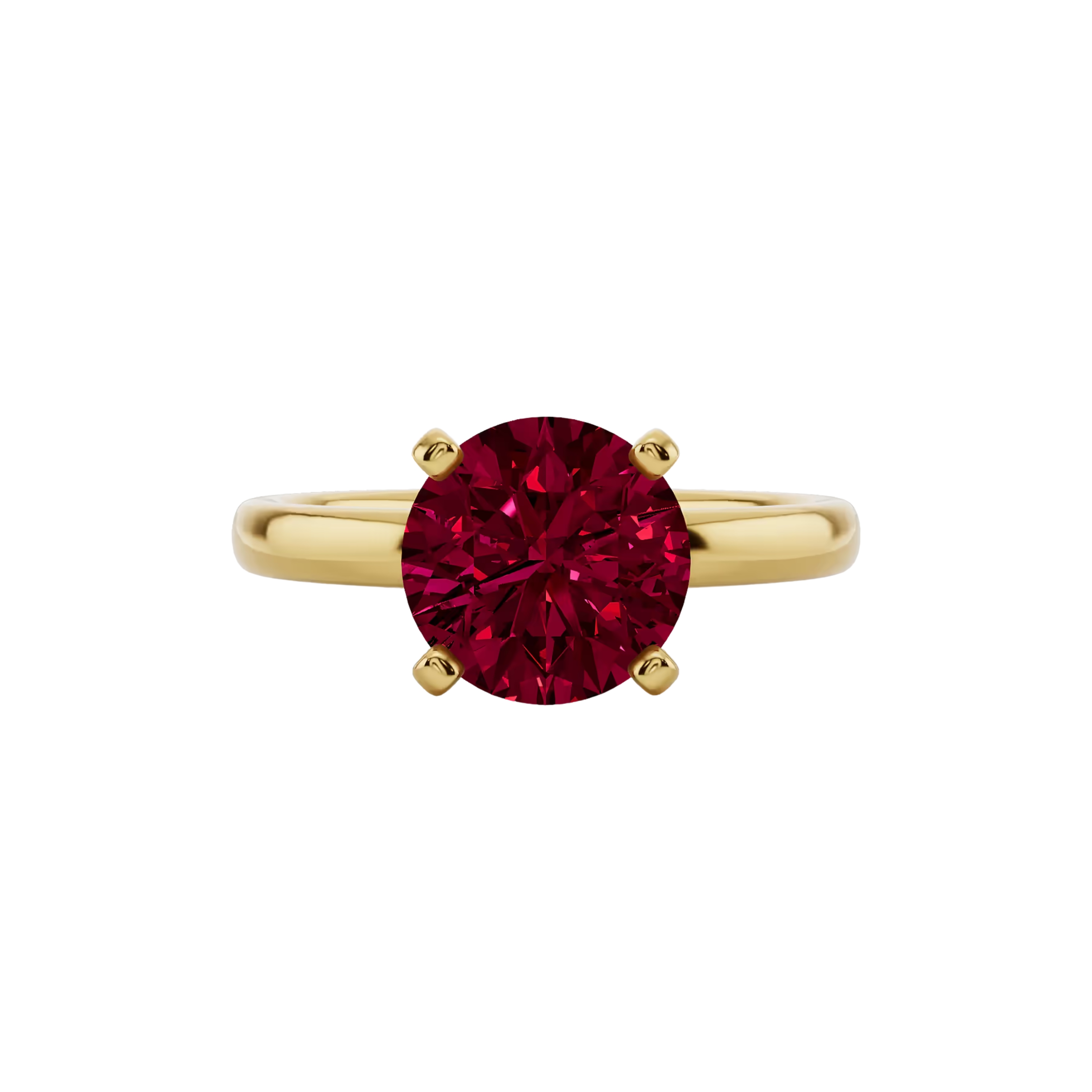 2ct Ruby Round Cut Engagement Ring 14K Yellow Gold