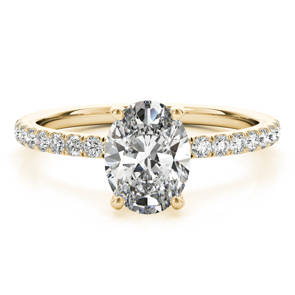 2.66 ctw. Oval Cut Diamond with a 14K YG or WG French Pave Diamond Setting