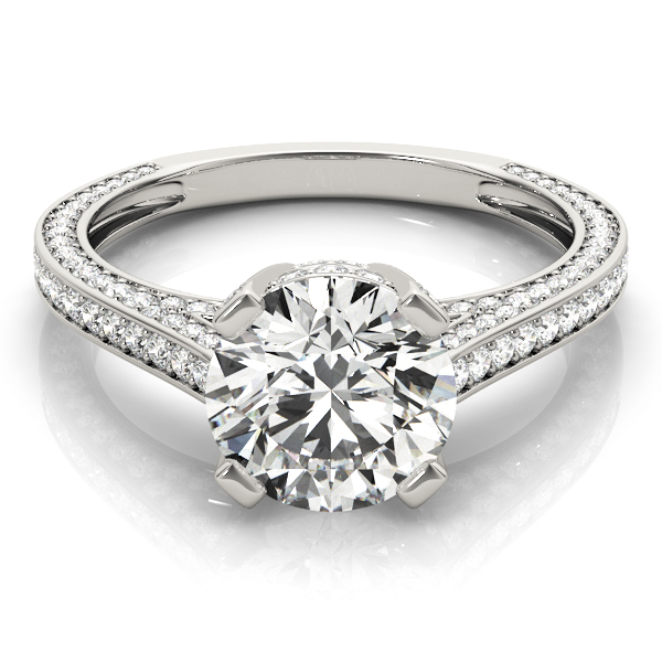 2.76 ctw. Round Cut Diamond Set in Vintage 14 kt White Gold Setting with a Matching Wedding Band