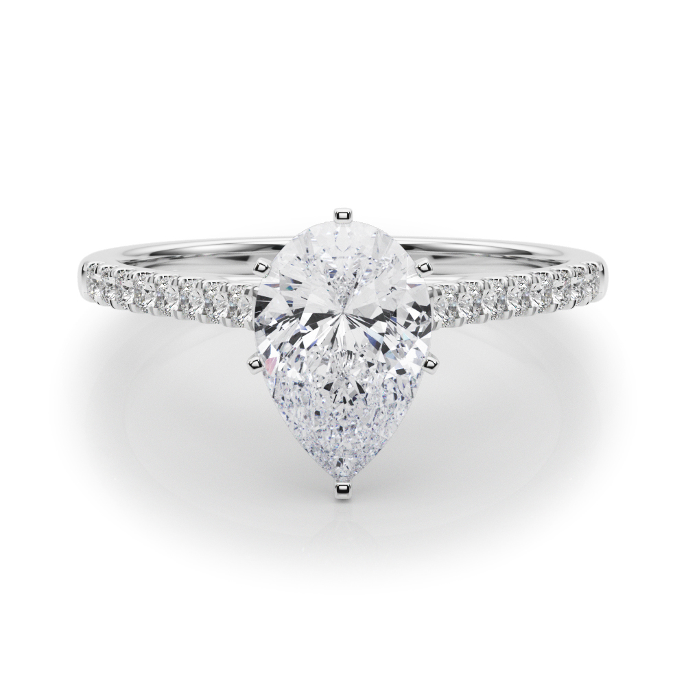 2.69 ctw. Pear Cut Diamond with a 14K WG or YG Cathedral Diamond Setting