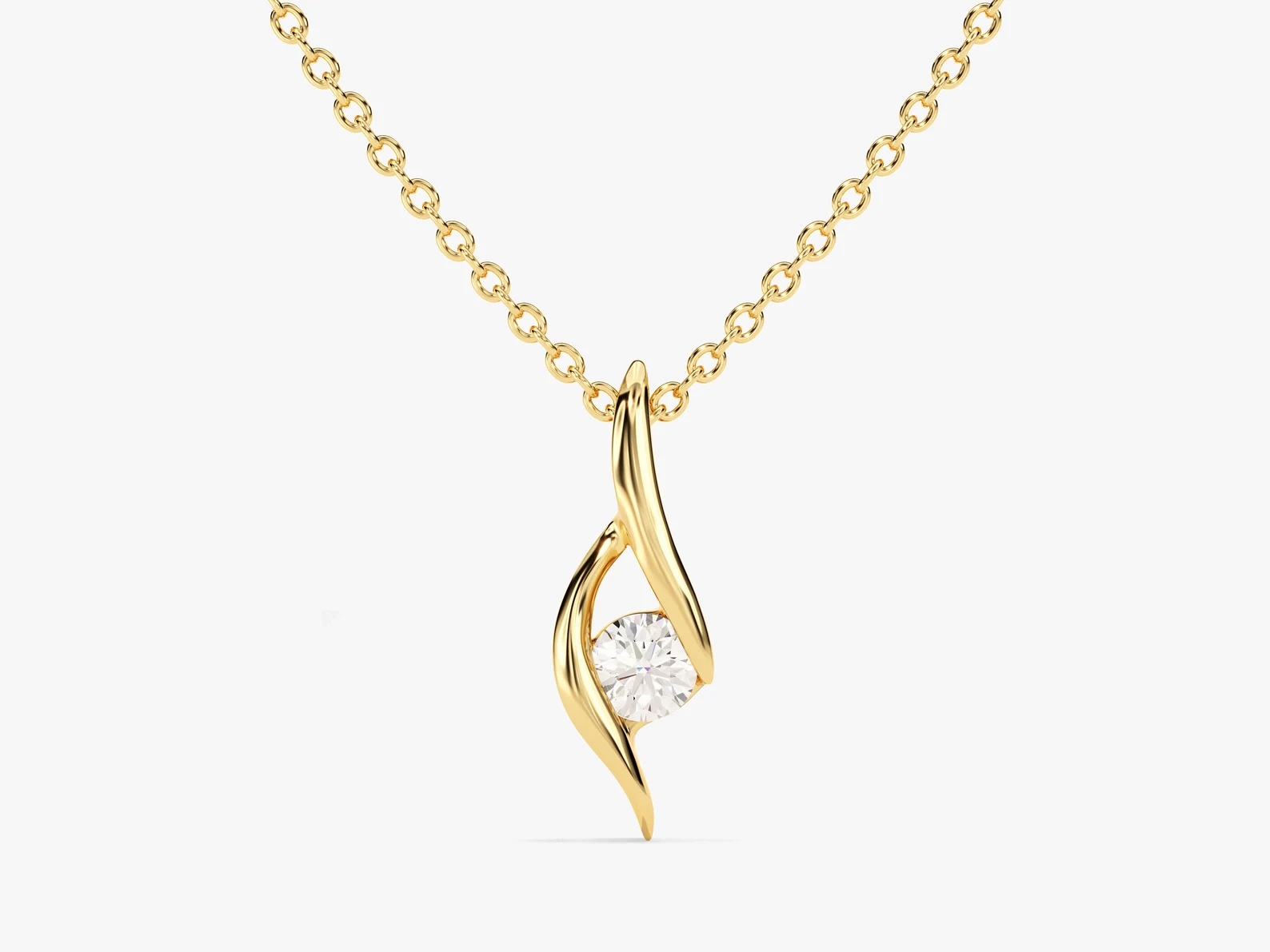 14K Solid Gold Solitaire Pendant /Lab Grown Pendant