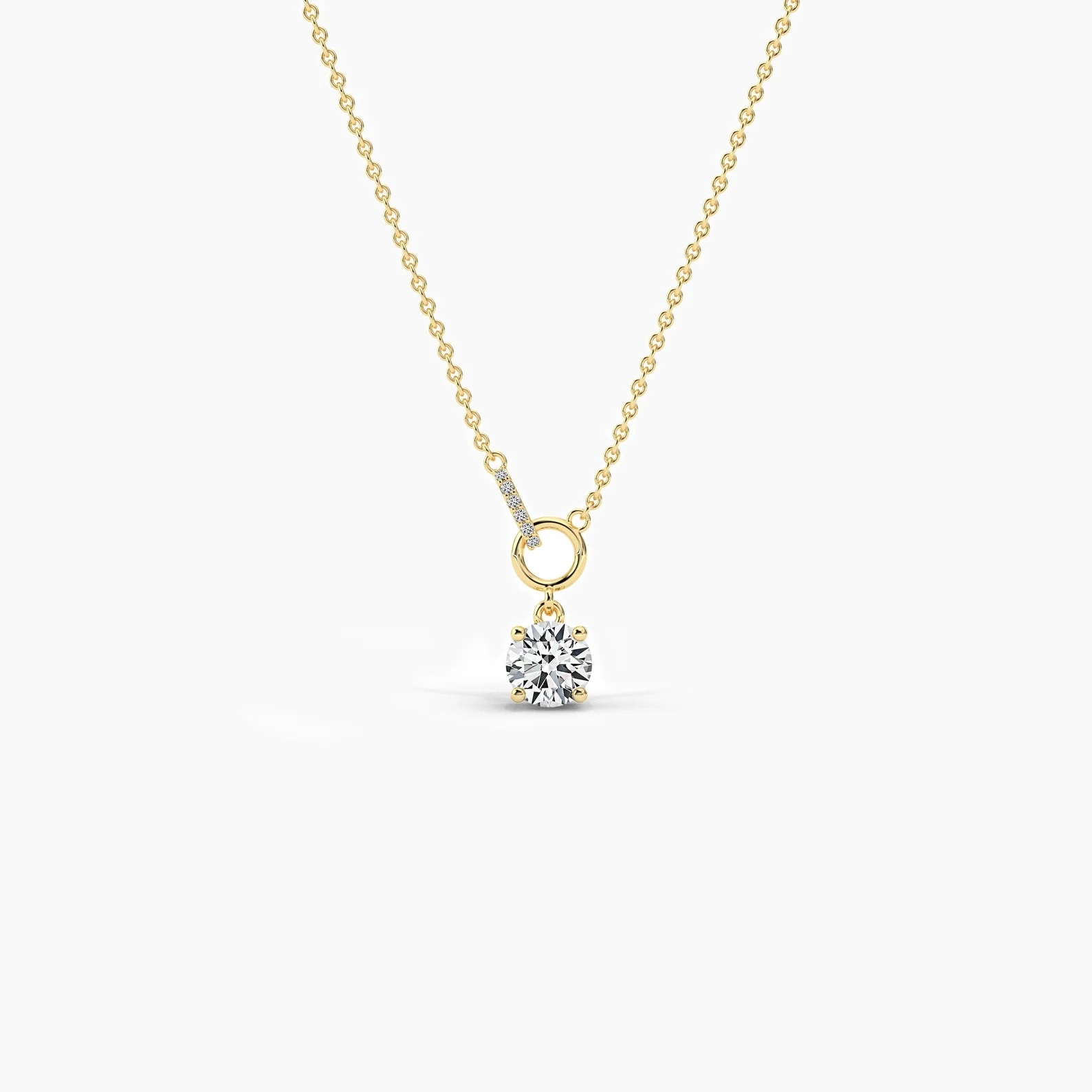 Unique 1.00ct Round Lab-Grown Diamond Gold Minimalist Interlocking Necklaces